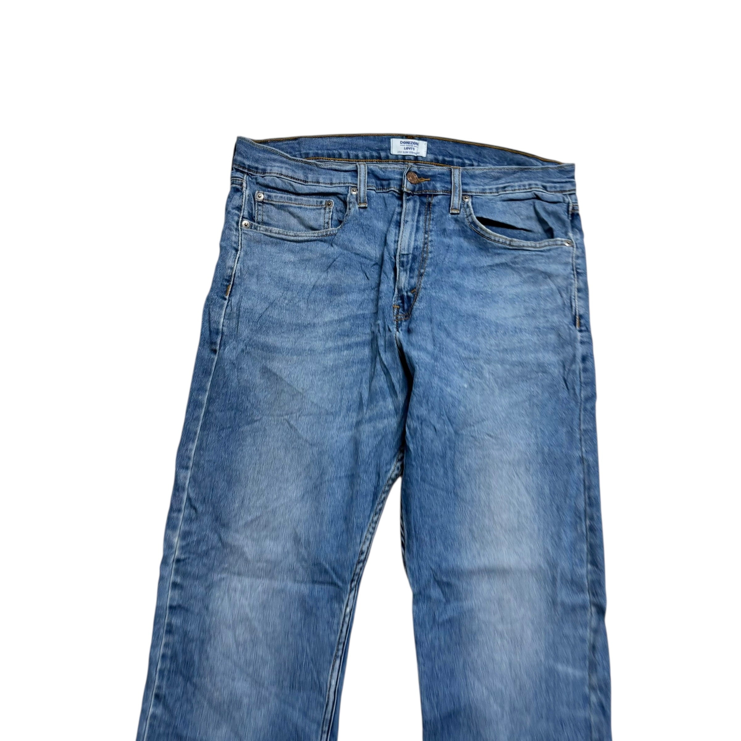 Levis Denizen Jeans W36 L34 Mens Mid Blue Slim Straight Fit Stretch Denim