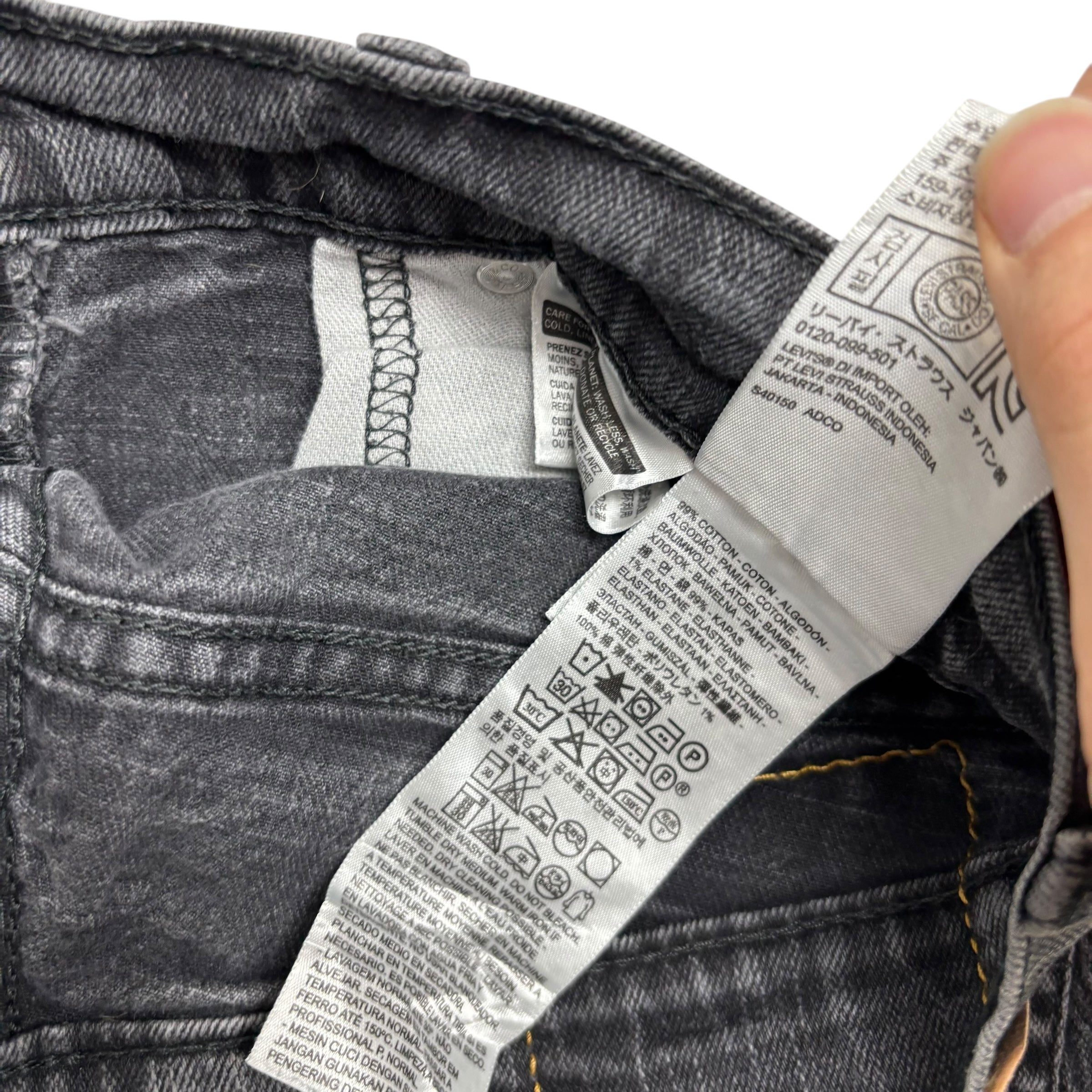 Levis 514 Jeans W29 L32 Mens Black Slim Straight Fit Stretch Denim (E)