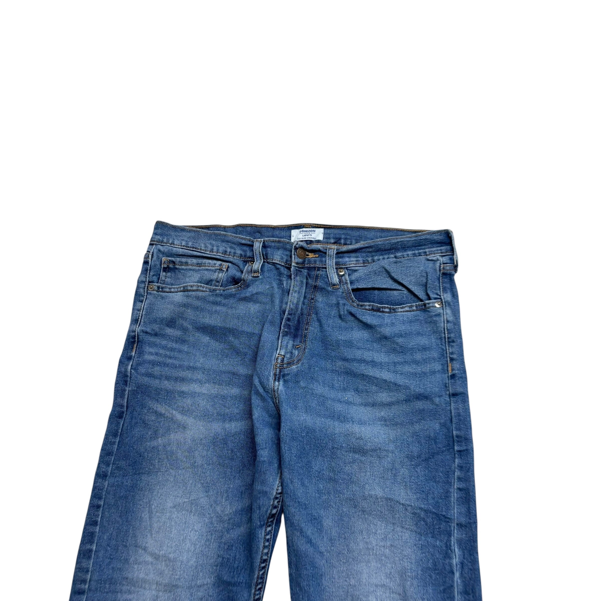 Levis Denizen Jeans W34 L32 Mens Mid Blue Slim Straight Stretch Denim (F)