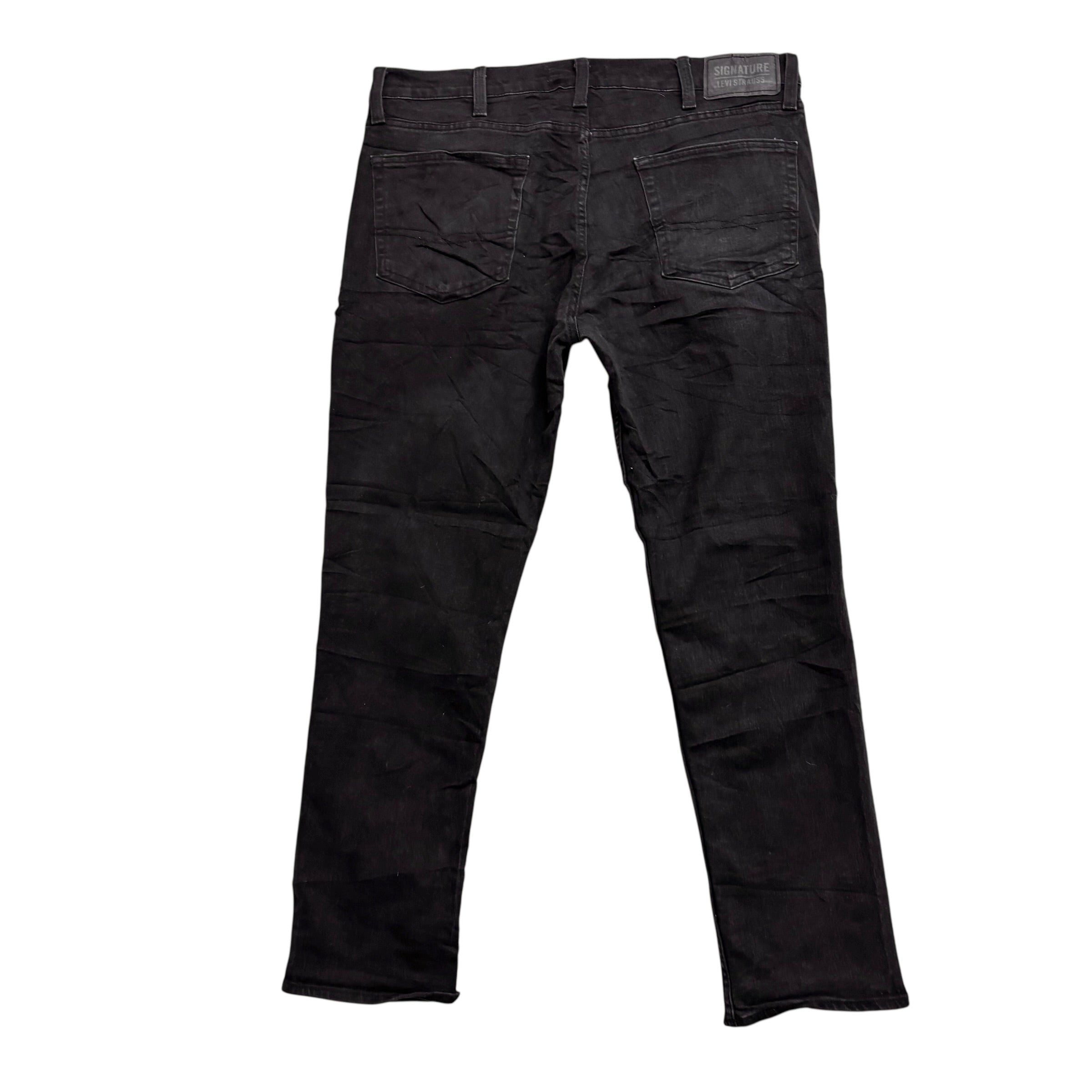 Levis Signature Jeans W38 L30 Mens Black Slim Fit Stretch Denim (E)
