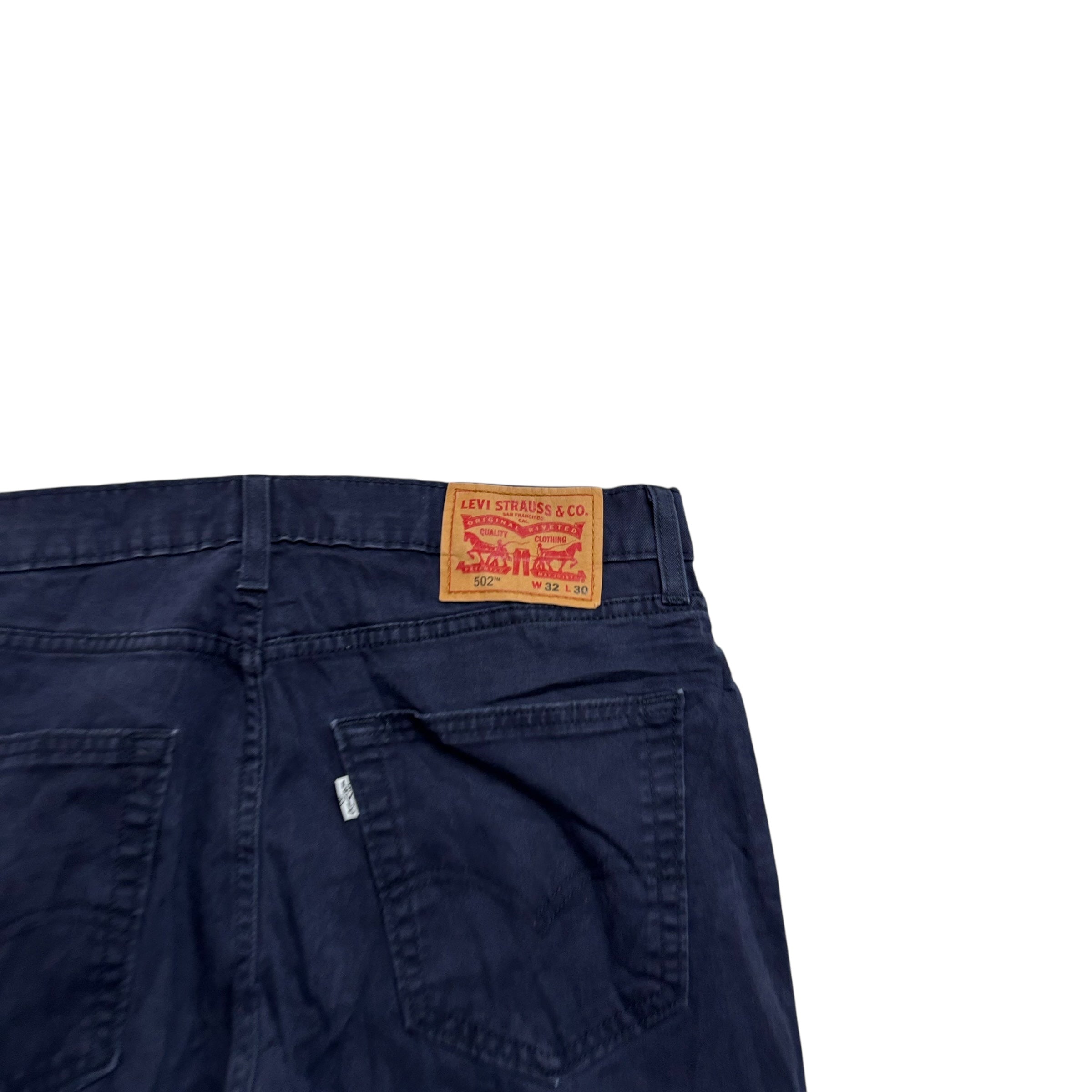 Levis 502 Trousers W32 L28 Mens Navy Regular Tapered Fit Stretch Pants (E)