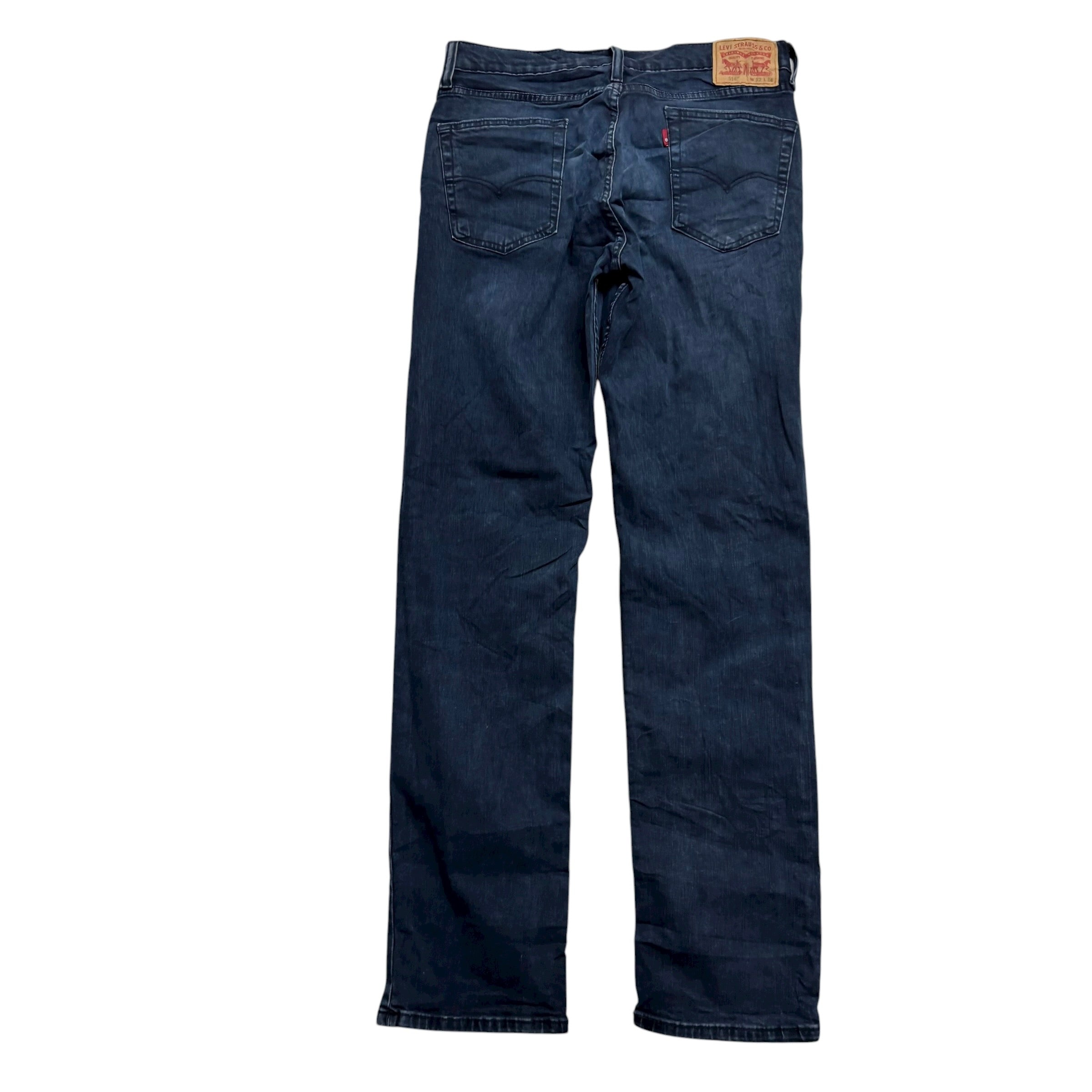 Levis 514 Jeans W32 L34 Mens Navy Blue Regular Straight Fit Stretch Denim (E)