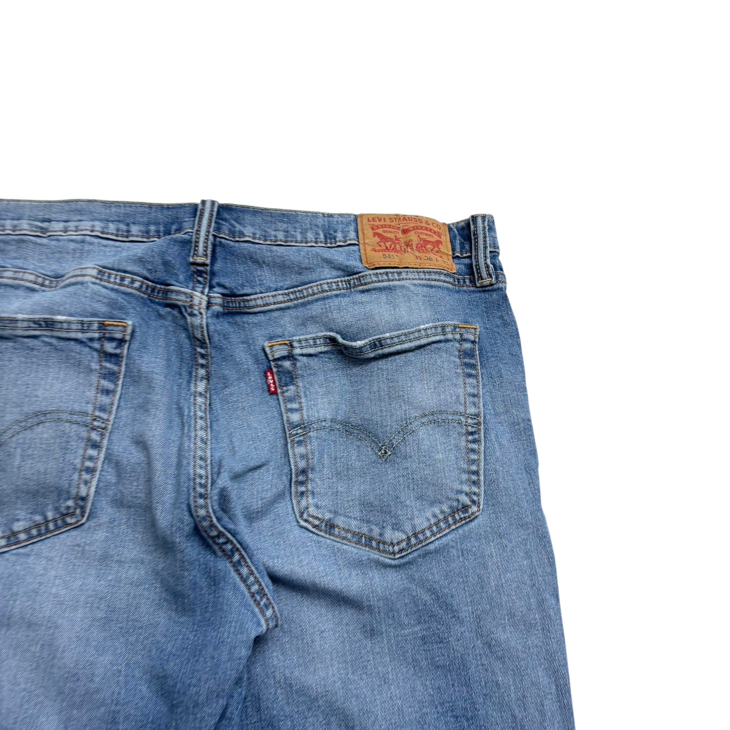 Levis 541 Jeans W36 L30 Mens Mid Blue Athletic Tapered Fit Stretch Denim