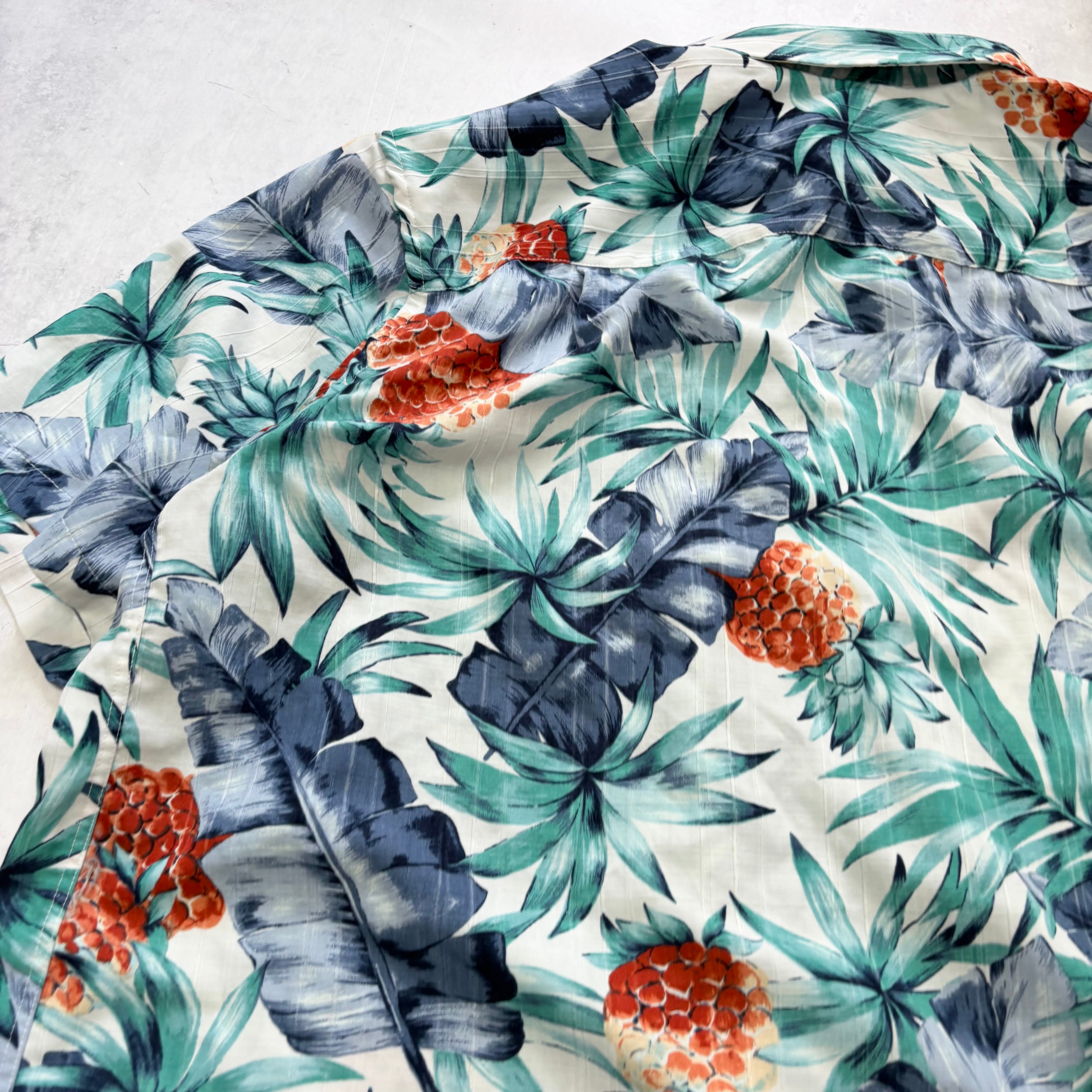 Hawaiian Shirt Mens 3XL Tall Blue Floral Aloha Short Sleeve Polyester (E)