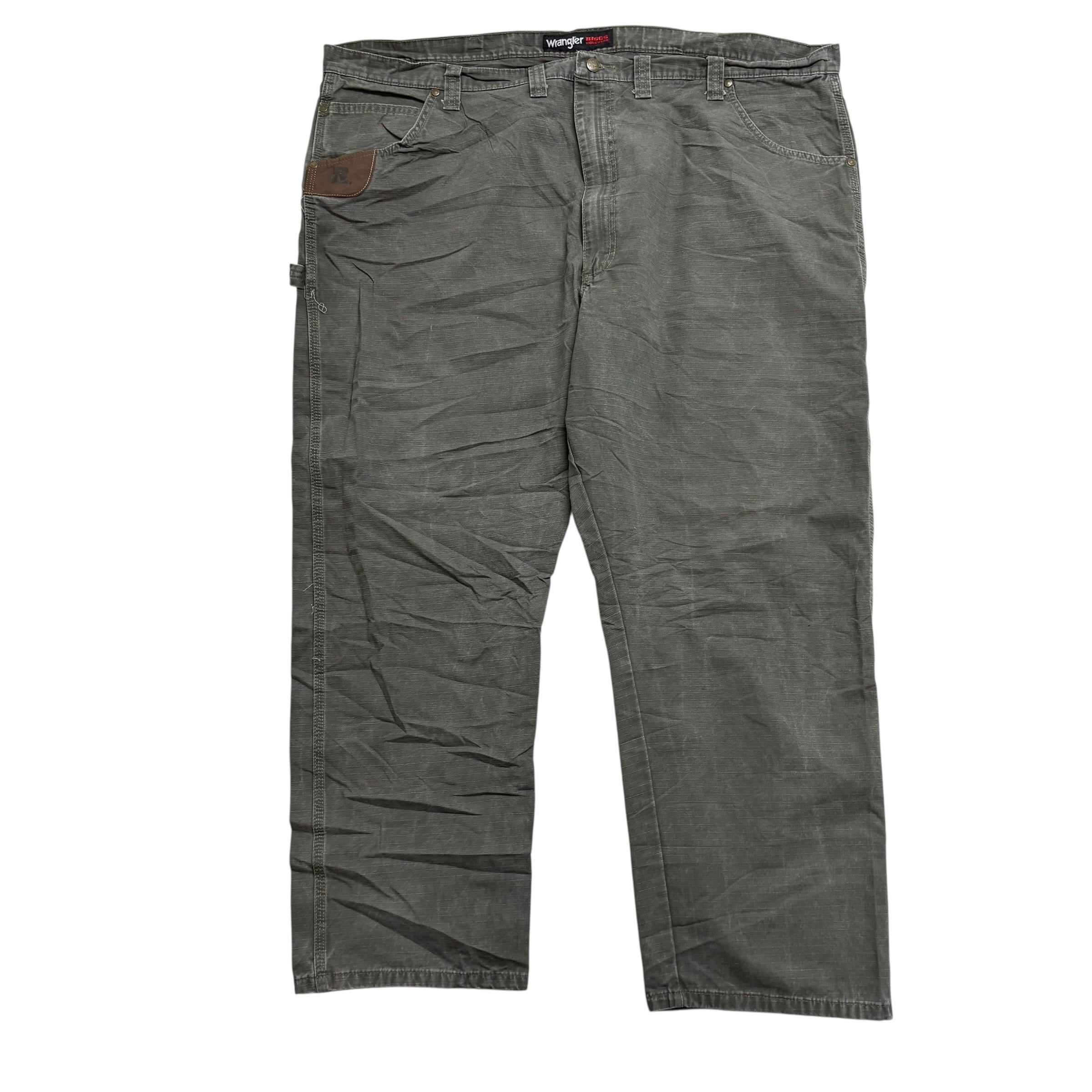 Wrangler Carpenter Pants W48 L30 Mens Green Relaxed Straight Fit Trousers