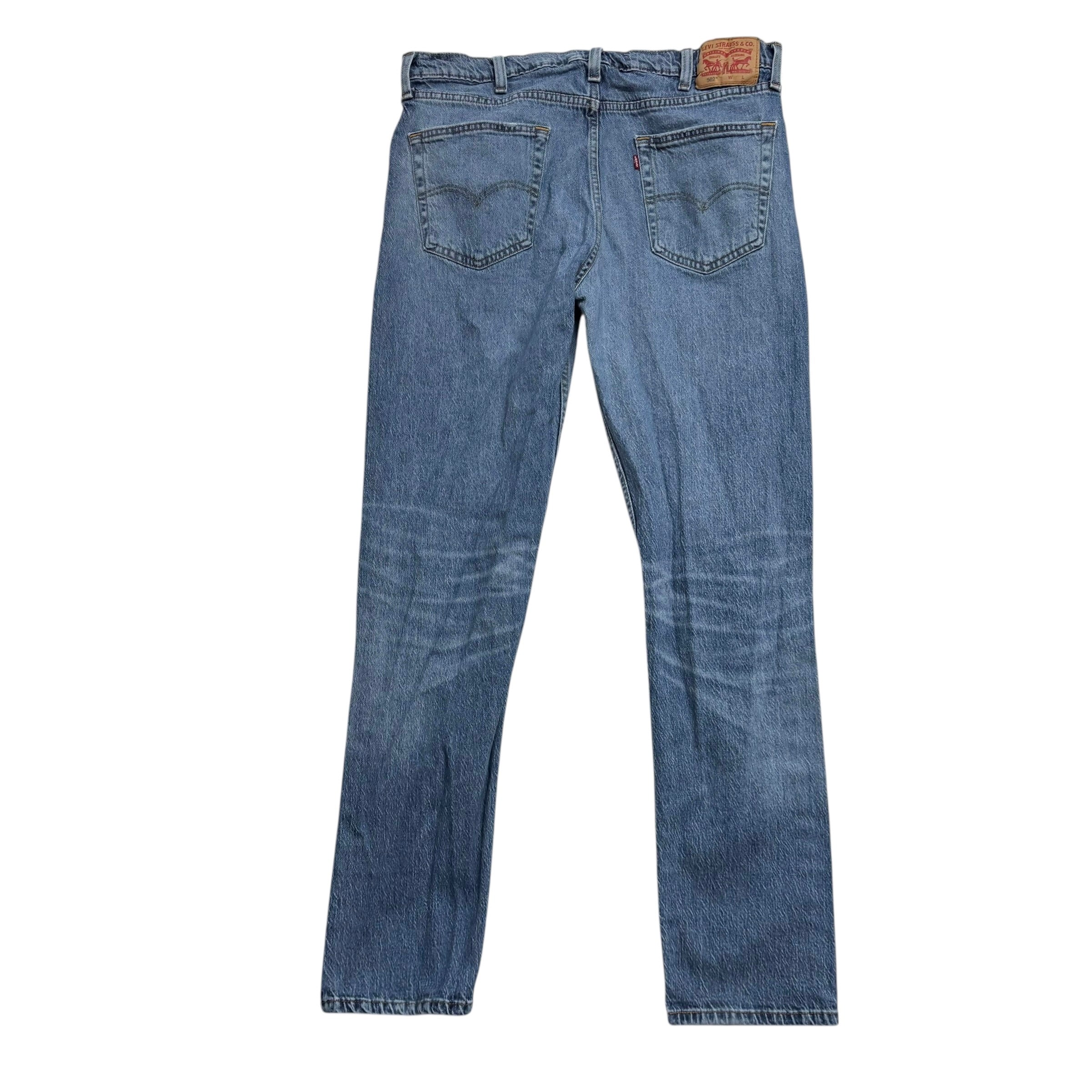 Levis 502 Jeans W38 L36 Mens Light Blue Regular Tapered Fit Stretch Distressed
