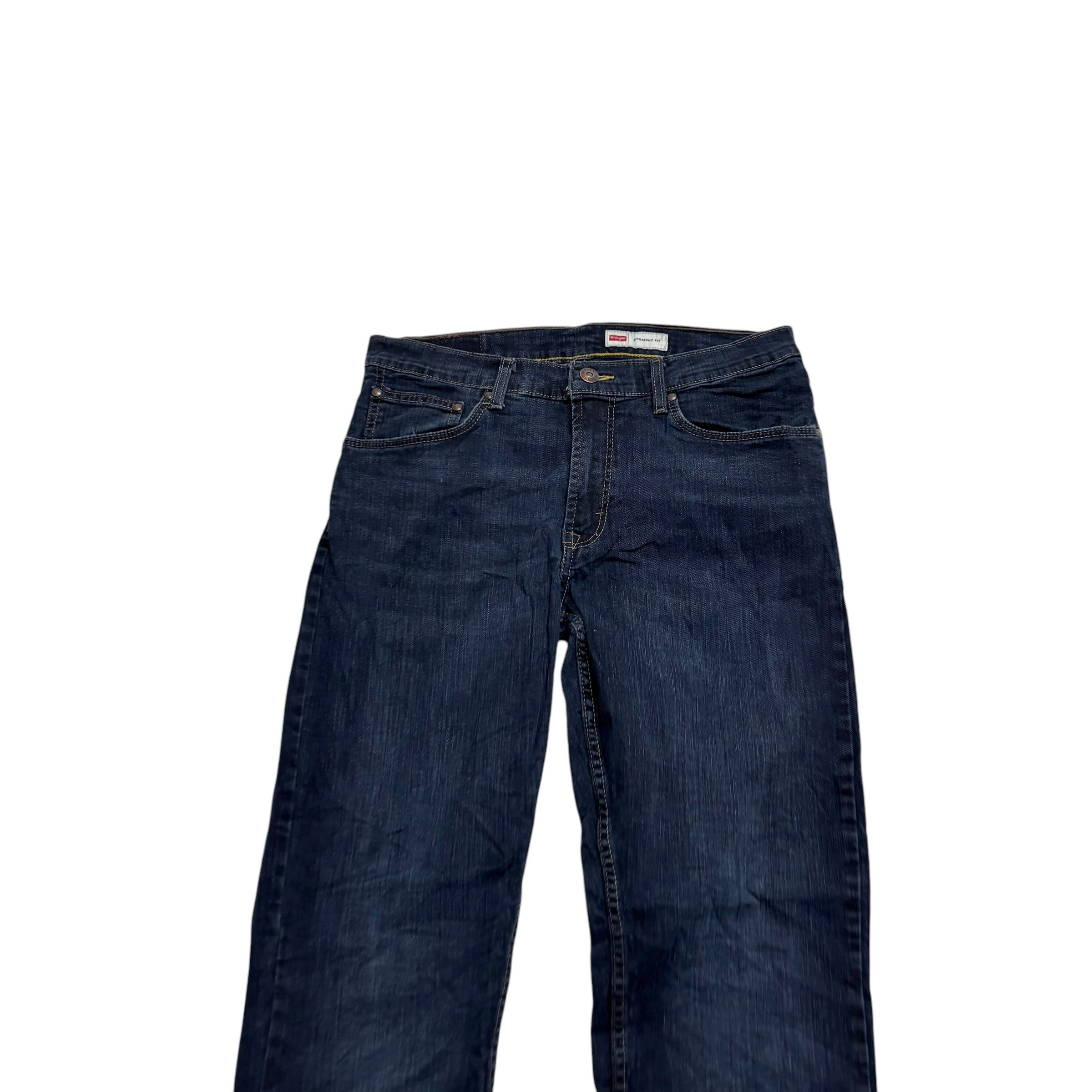 Wrangler Jeans W31 L30 Mens Dark Blue Regular Straight Fit Stretch Denim (E)