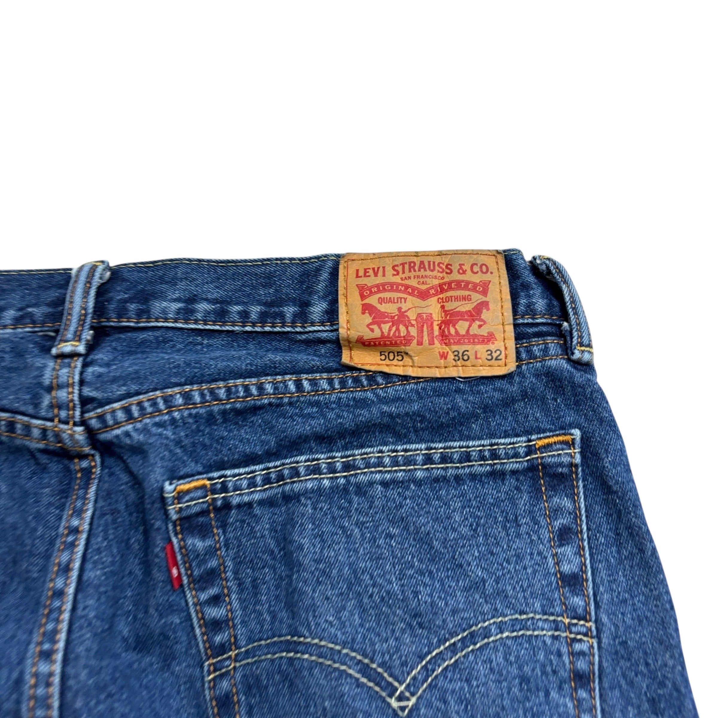 Levis 505 Jeans W36 L32 Mens Mid Blue Regular Straight Fit Denim