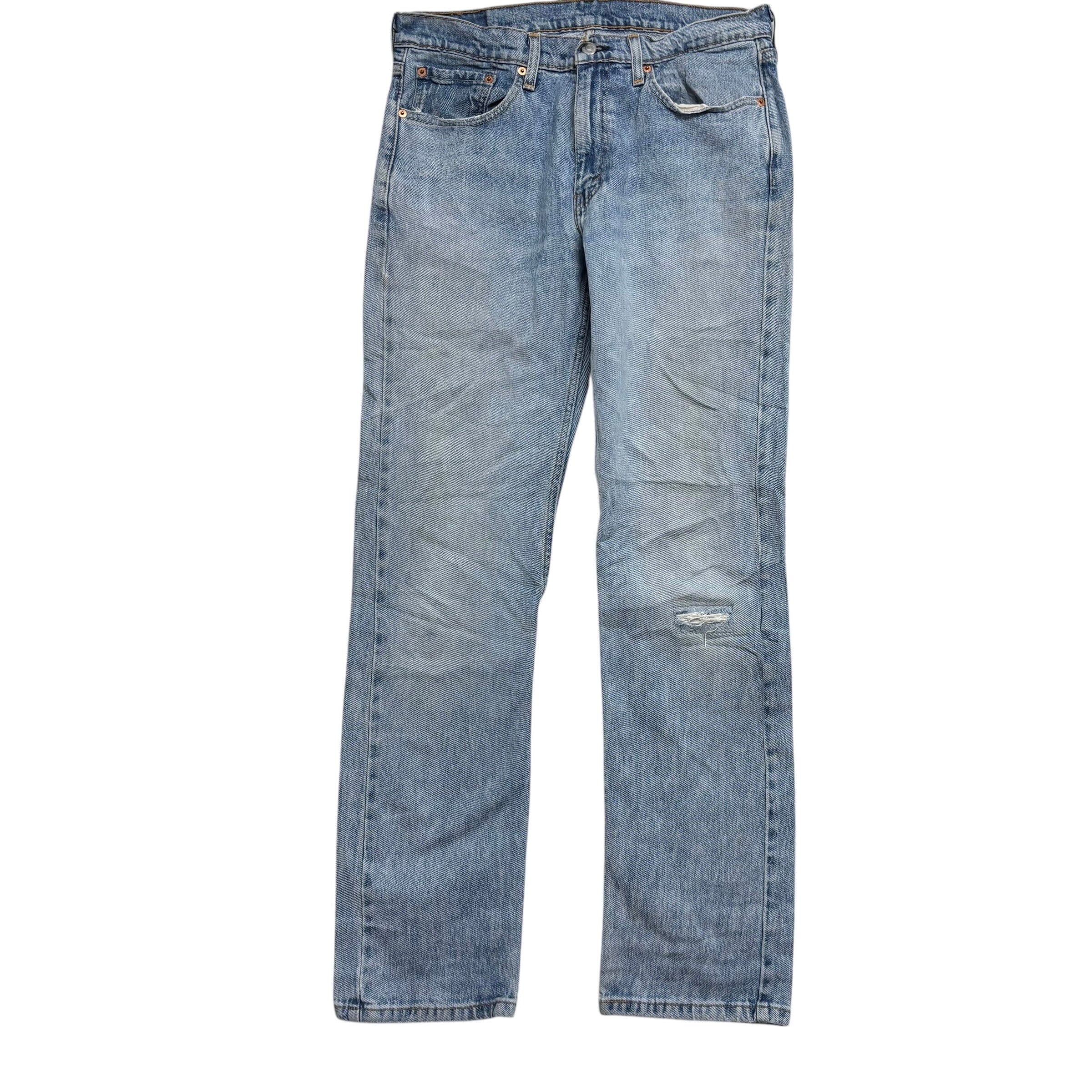 Levis 514 Jeans W32 L32 Mens Light Blue Regular Straight Fit Stretch Distressed