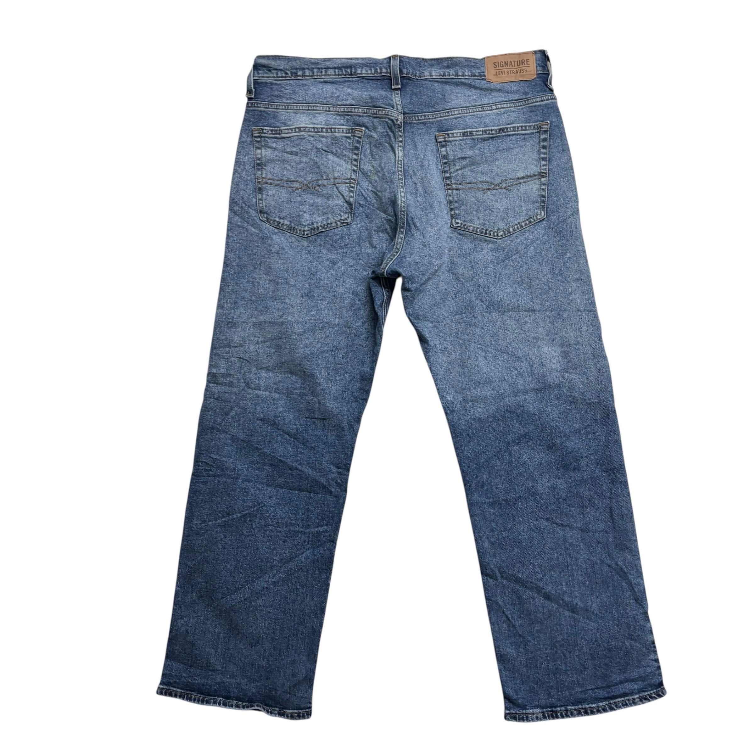 Levis Signature Jeans W36 L29 Mens Mid Blue Baggy Relaxed Fit Stretch Denim