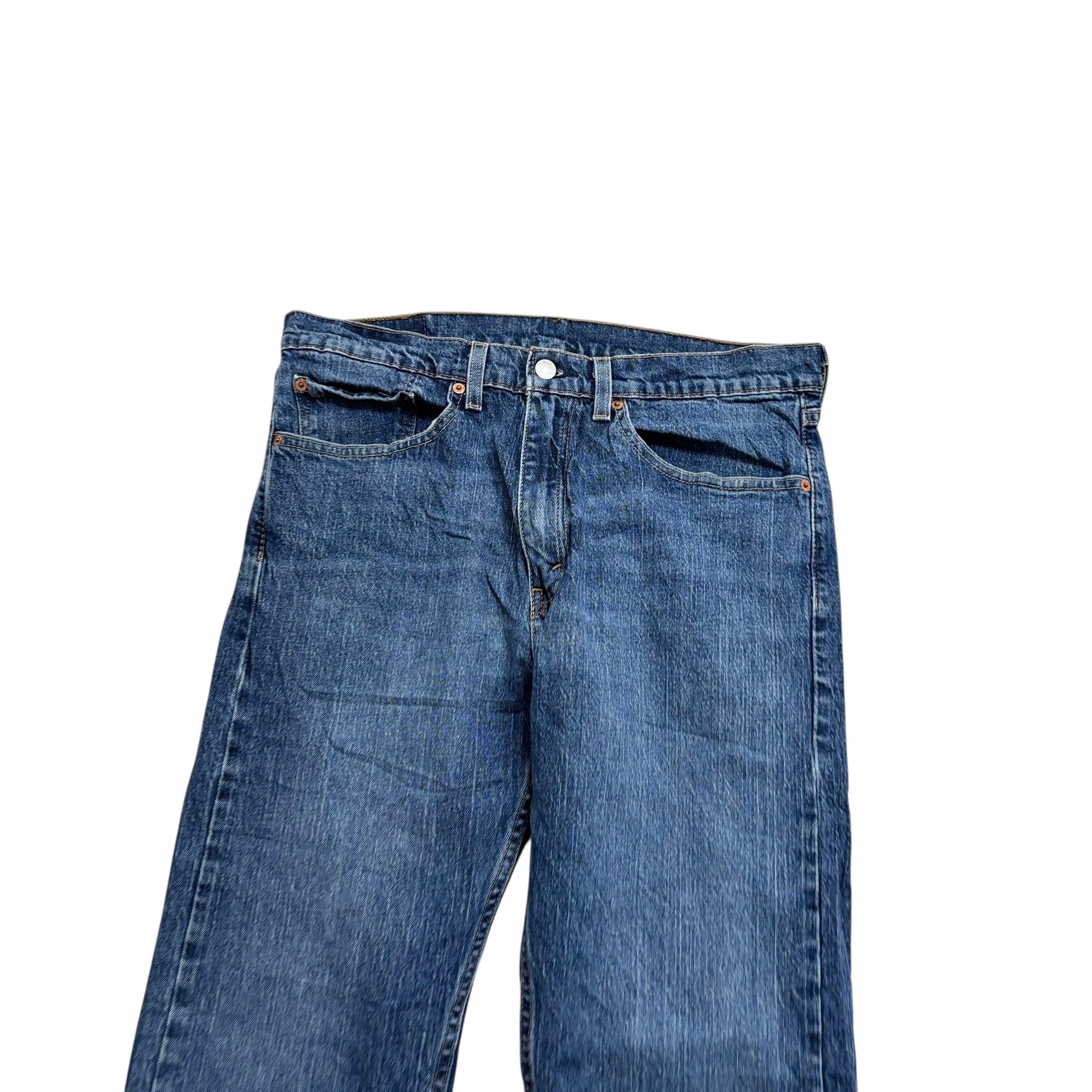 Levis 505 Jeans W33 L30 Mens Mid Blue Regular Straight Fit Stretch Denim (E)