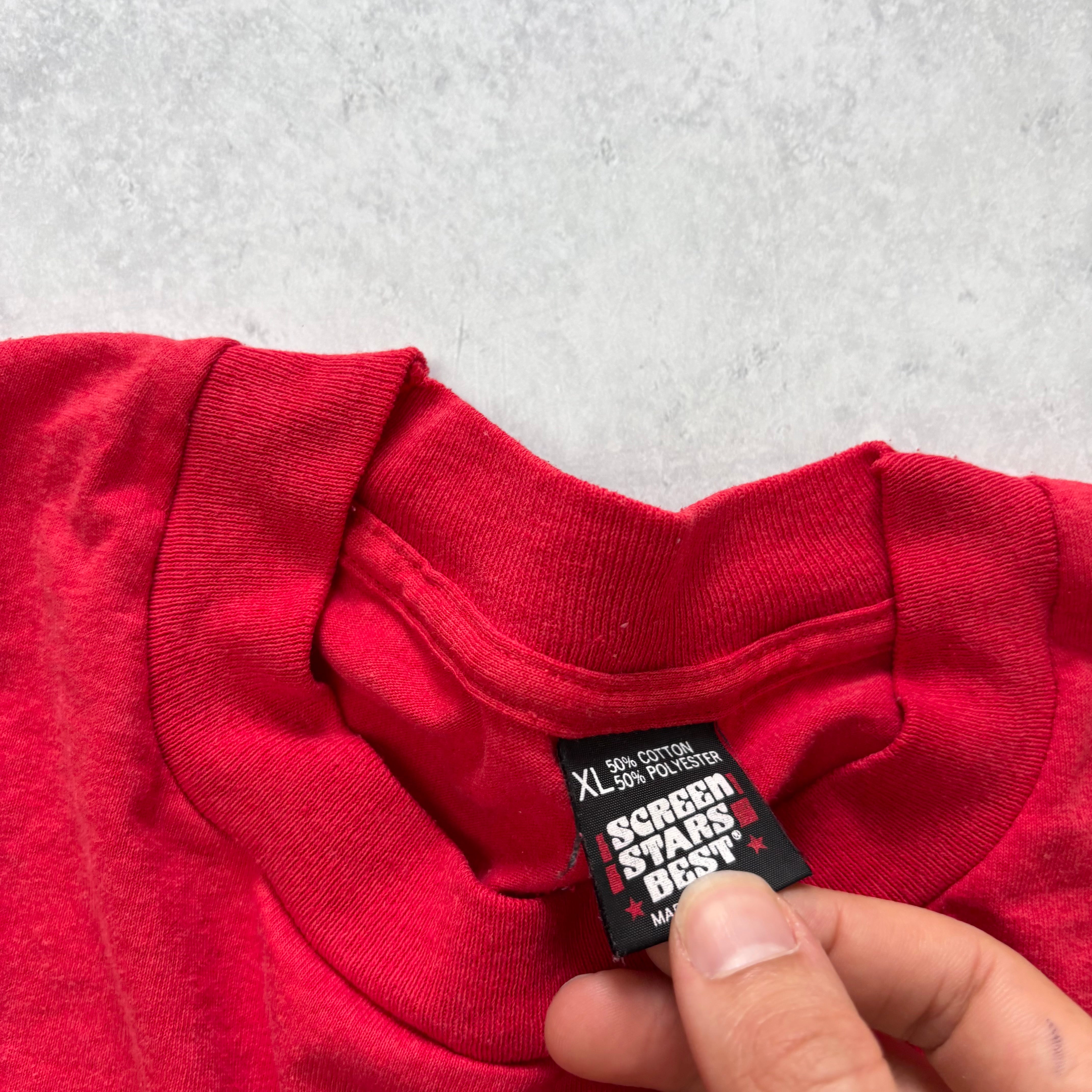 Vintage T Shirt Mens XL Red Single Stitch Graphic Print 90s USA (E)