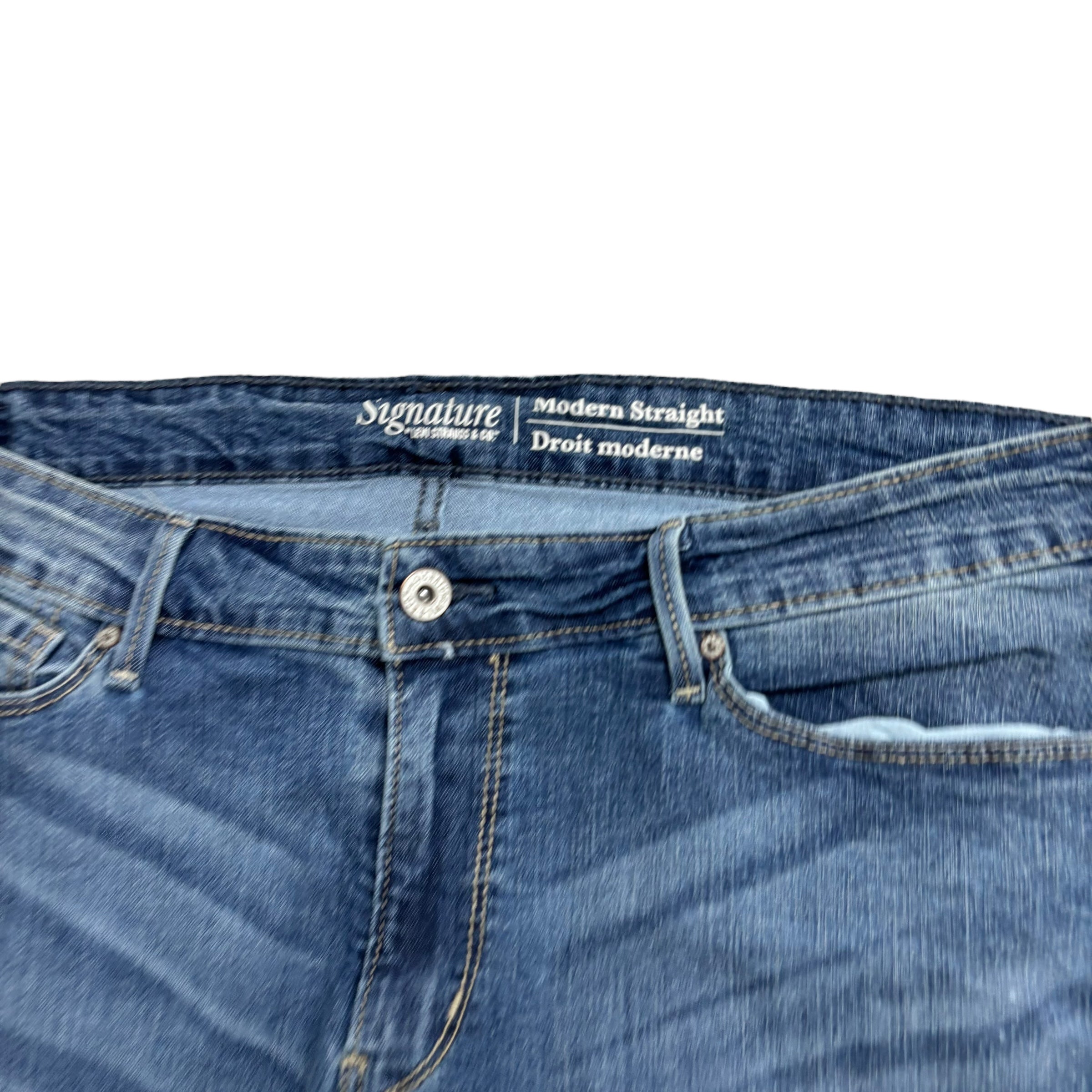 Levis Signature Jeans W34 L31 Womens Regular Straight Fit Mid Blue Stretch (E)