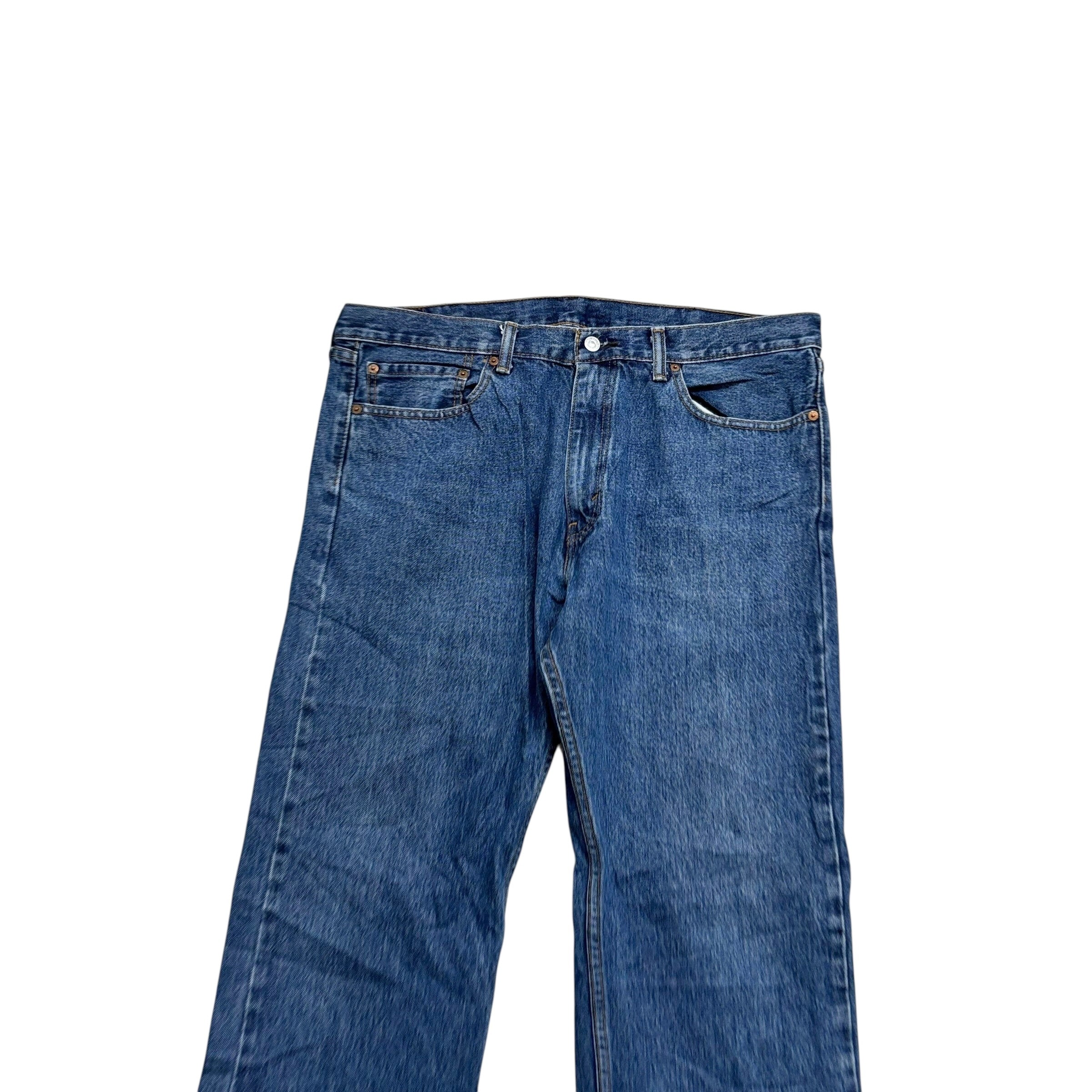 Levis 505 Jeans W38 L32 Mens Mid Blue Regular Straight Fit Denim (E)