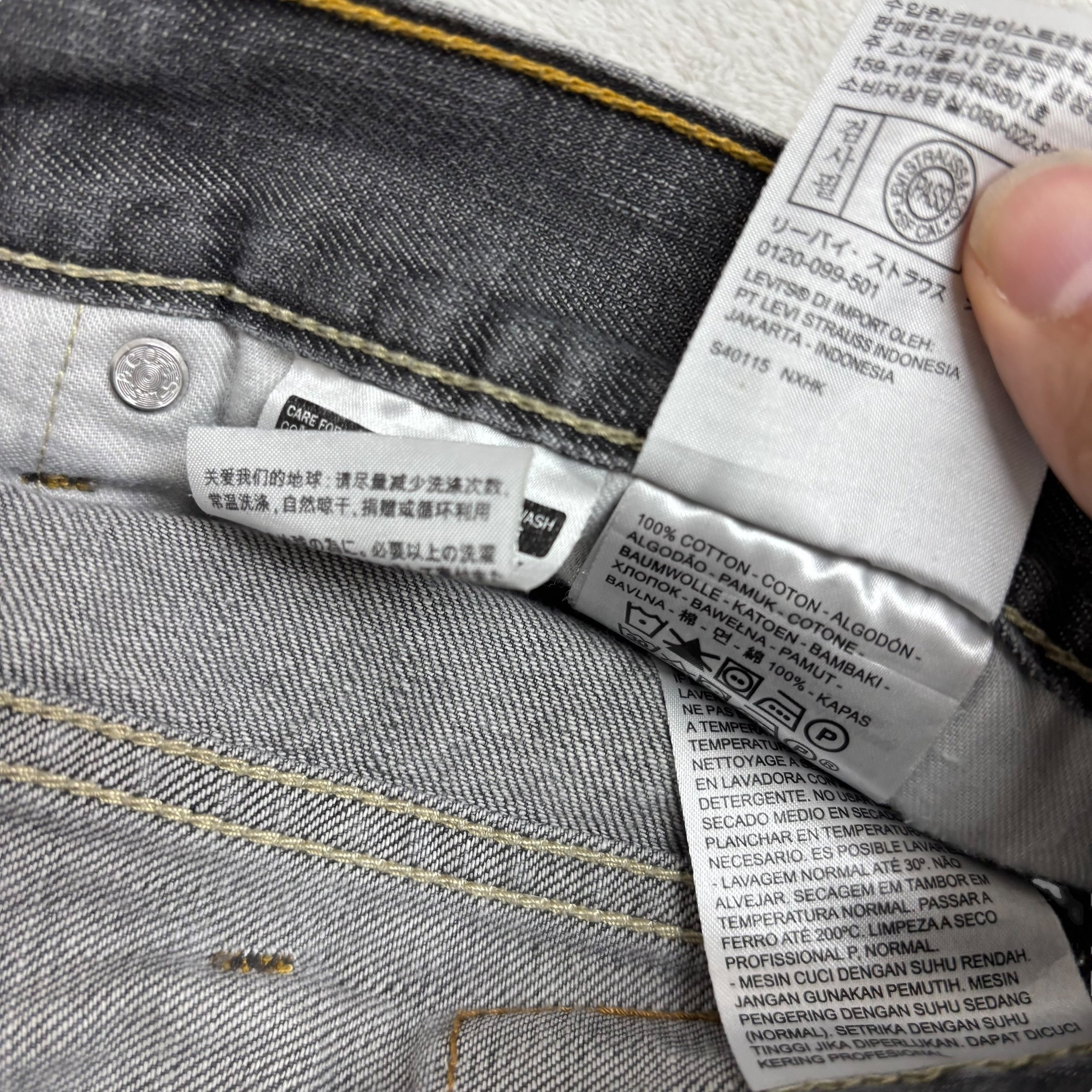 Levis 514 Jeans W38 L30 Mens Grey Regular Straight Fit Denim