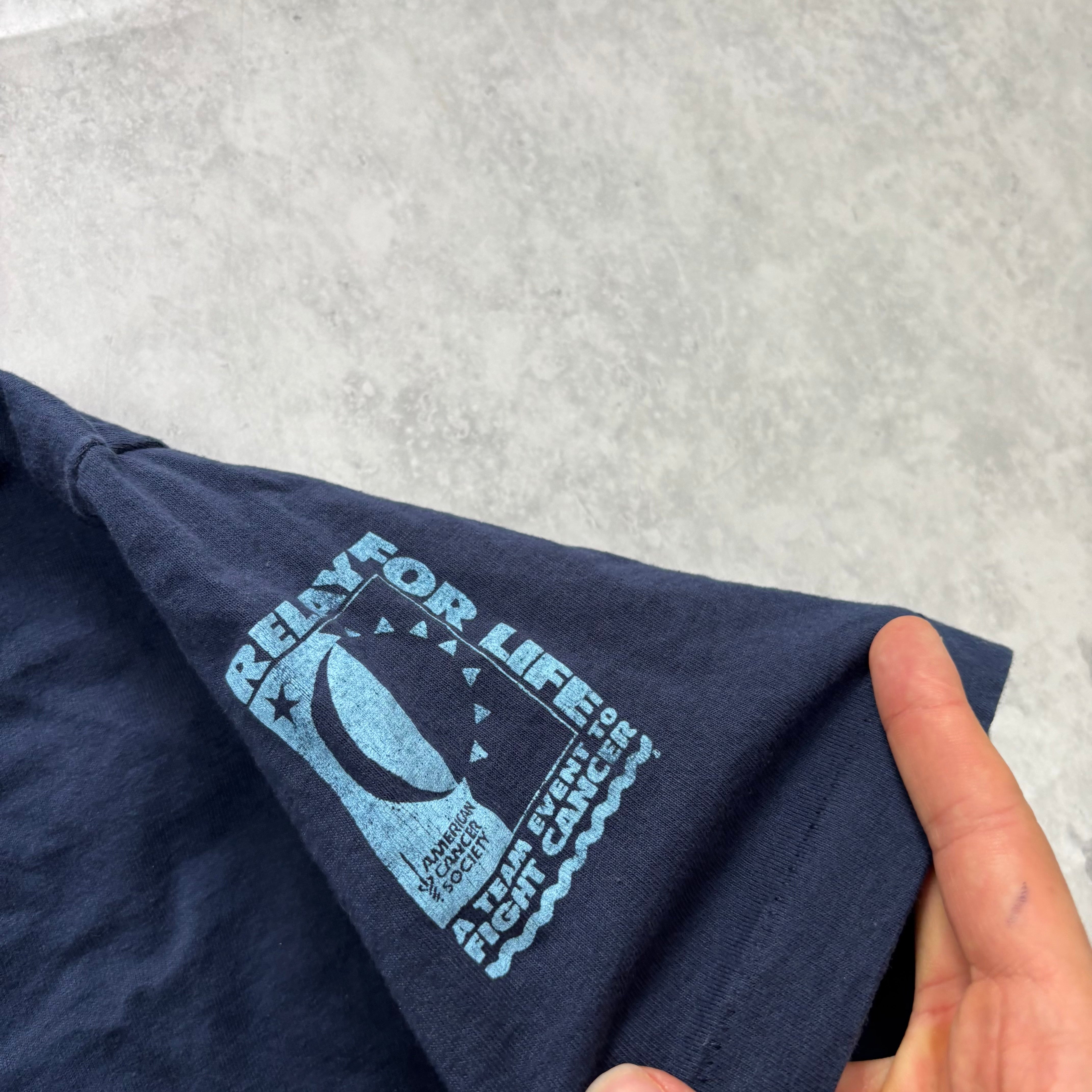 Vintage T Shirt Mens XL Navy Blue Single Stitch Graphic Print 90s USA Tourist (E)