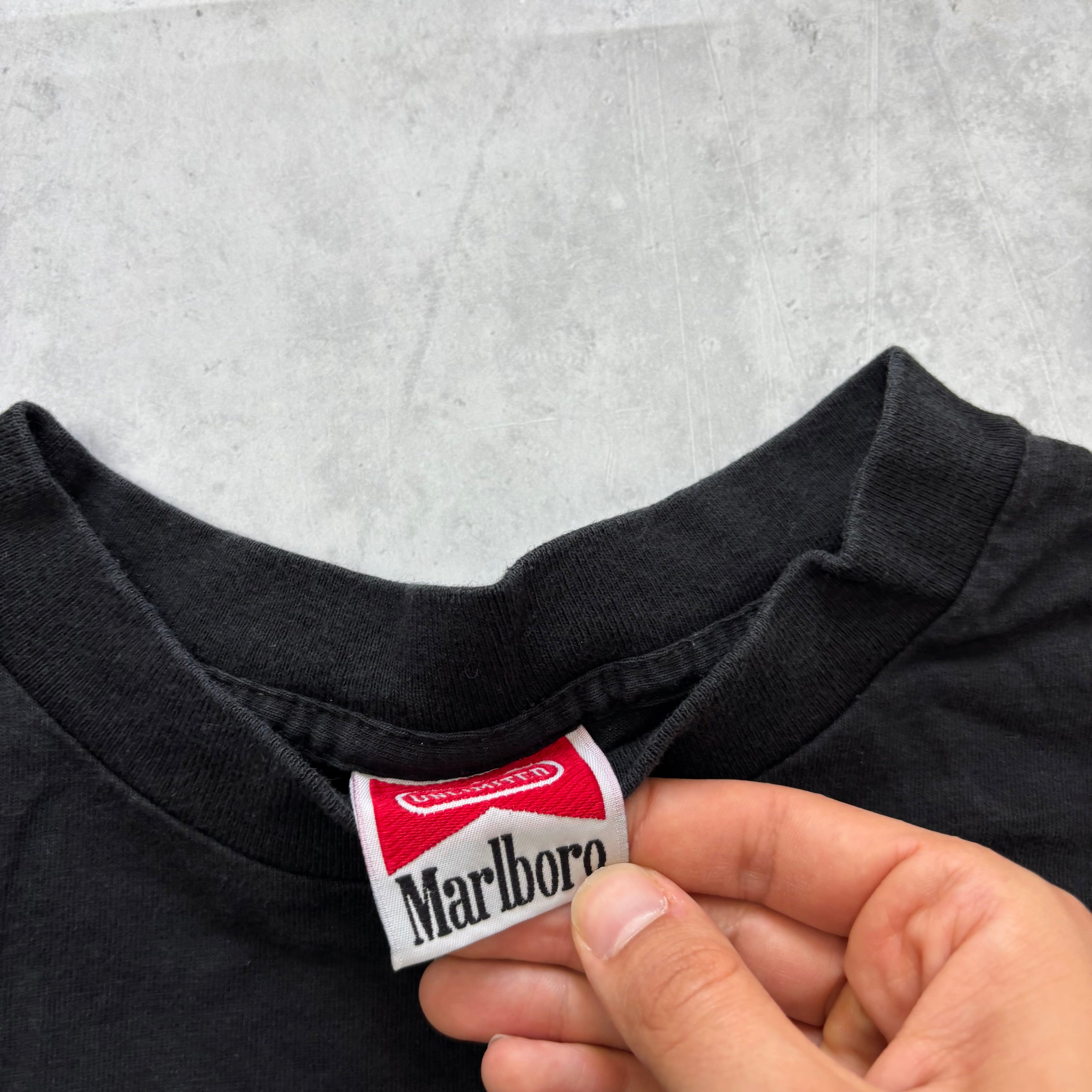 Vintage Marlboro T Shirt Mens XL Black Gecko Lizard Unlimited 90s (E)