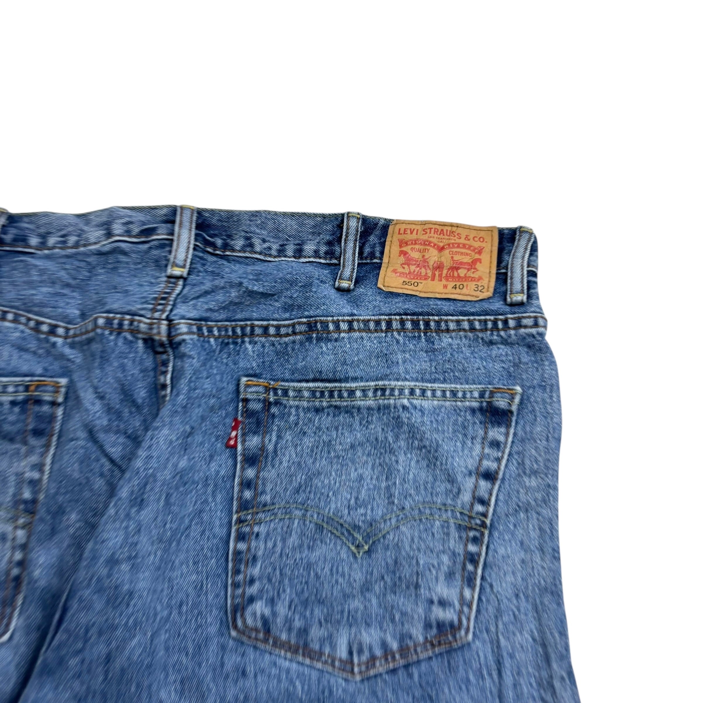 Levis 550 Jeans W40 L32 Mens Mid Blue Baggy Relaxed Straight Fit Denim (E)