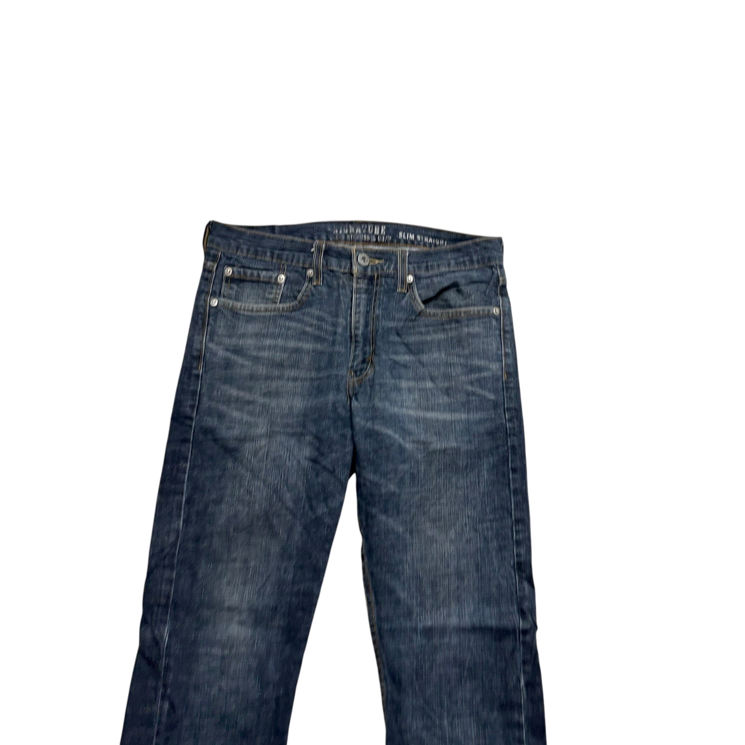 Levis Signature Jeans W32 L32 Mens Dark Blue Slim Straight Fit Stretch