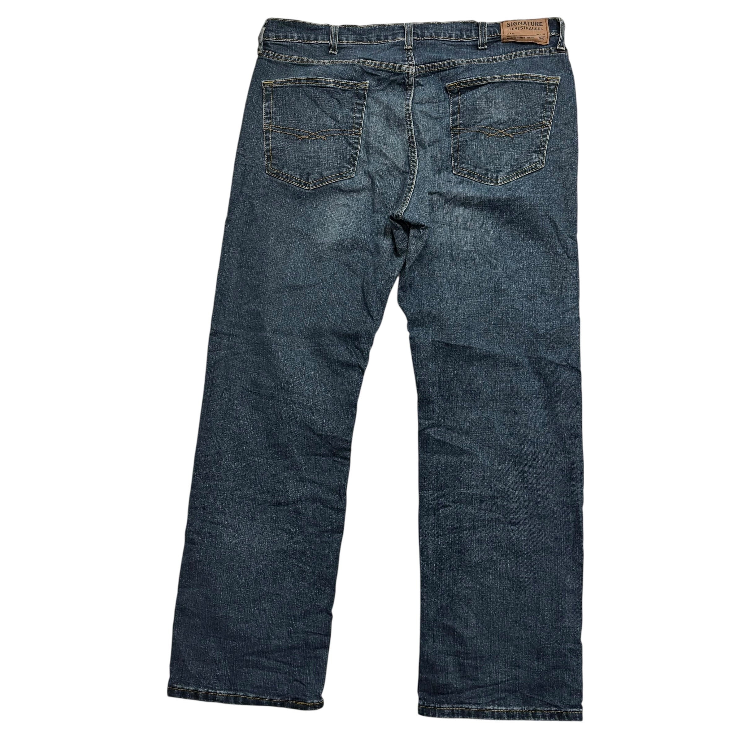 Levis Signature Jeans W38 L32 Mens Dark Blue Relaxed Baggy Fit Stretch Denim (E)