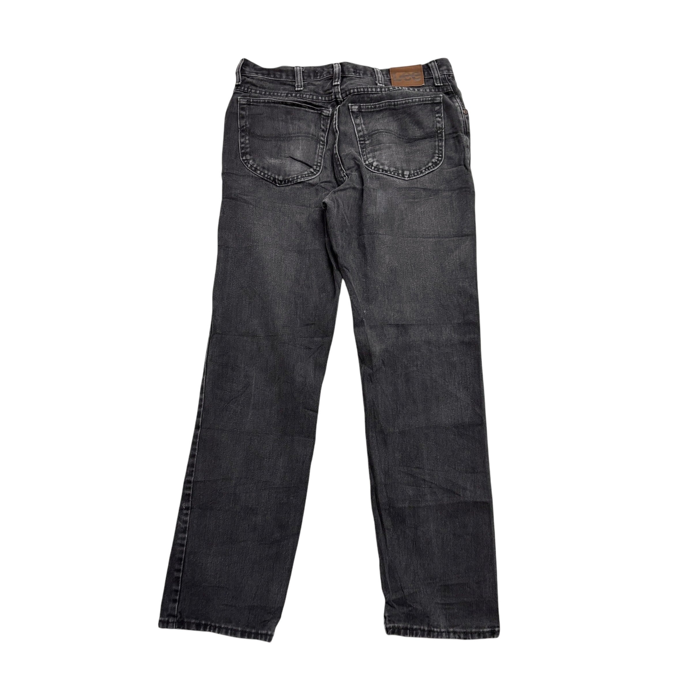Lee Jeans W33 L32 Mens Black Regular Straight Fit Vintage Denim (E)