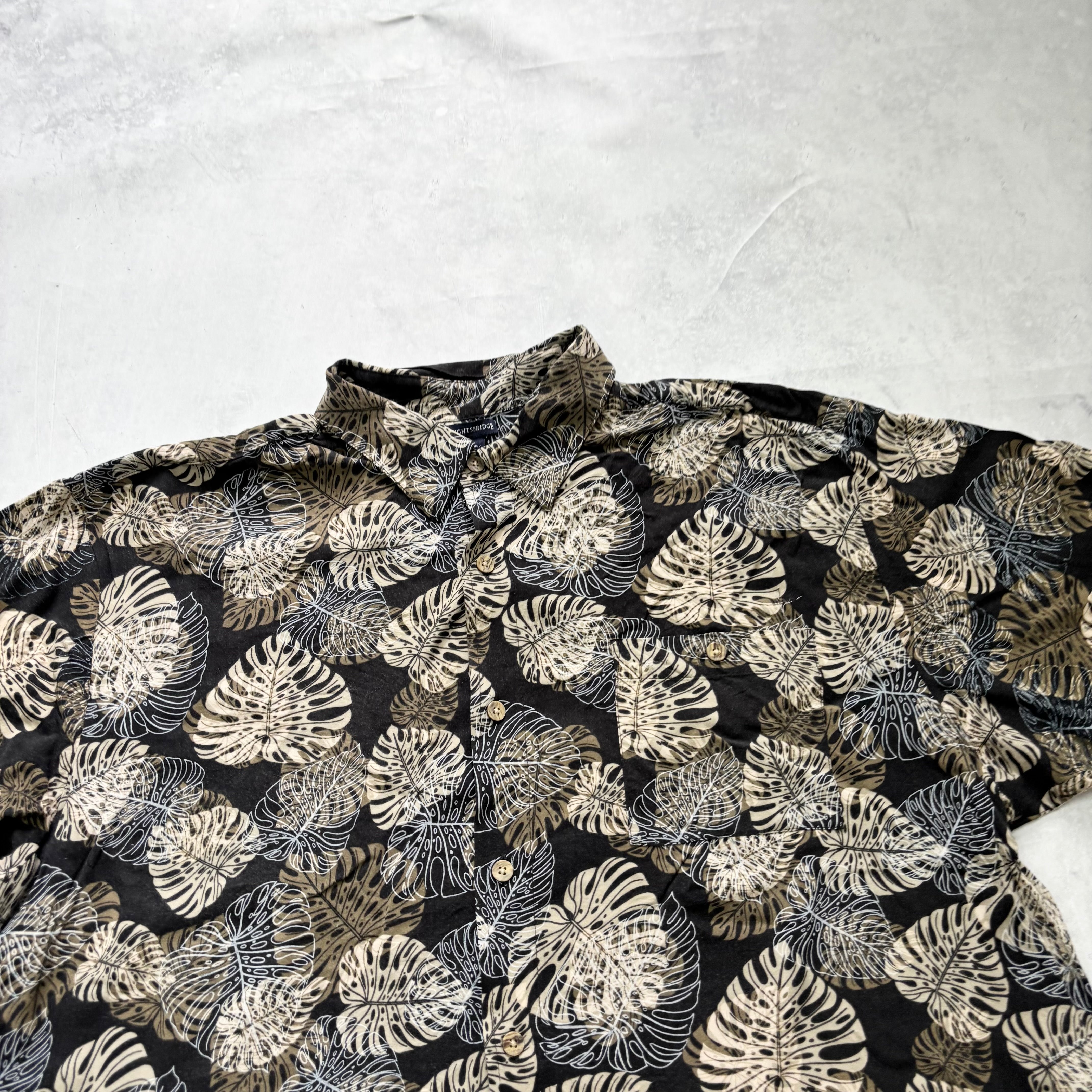 Vintage Hawaiian Shirt Mens XXL Black Floral Aloha Short Sleeve Rayon