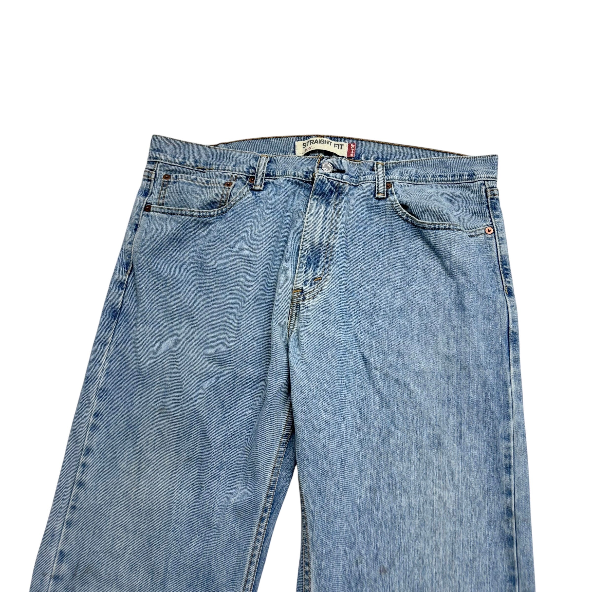 Levis 505 Jeans W38 L34 Mens Light Blue Regular Straight Fit Vintage Denim (F)