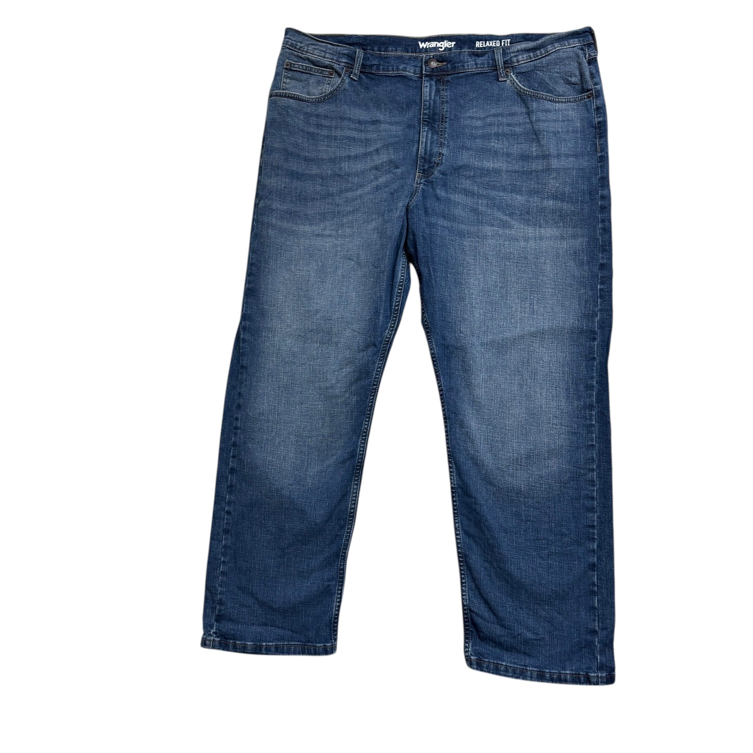 Wrangler Jeans W42 L30 Mens Mid Blue Relaxed Straight Fit Stretch Denim (E)