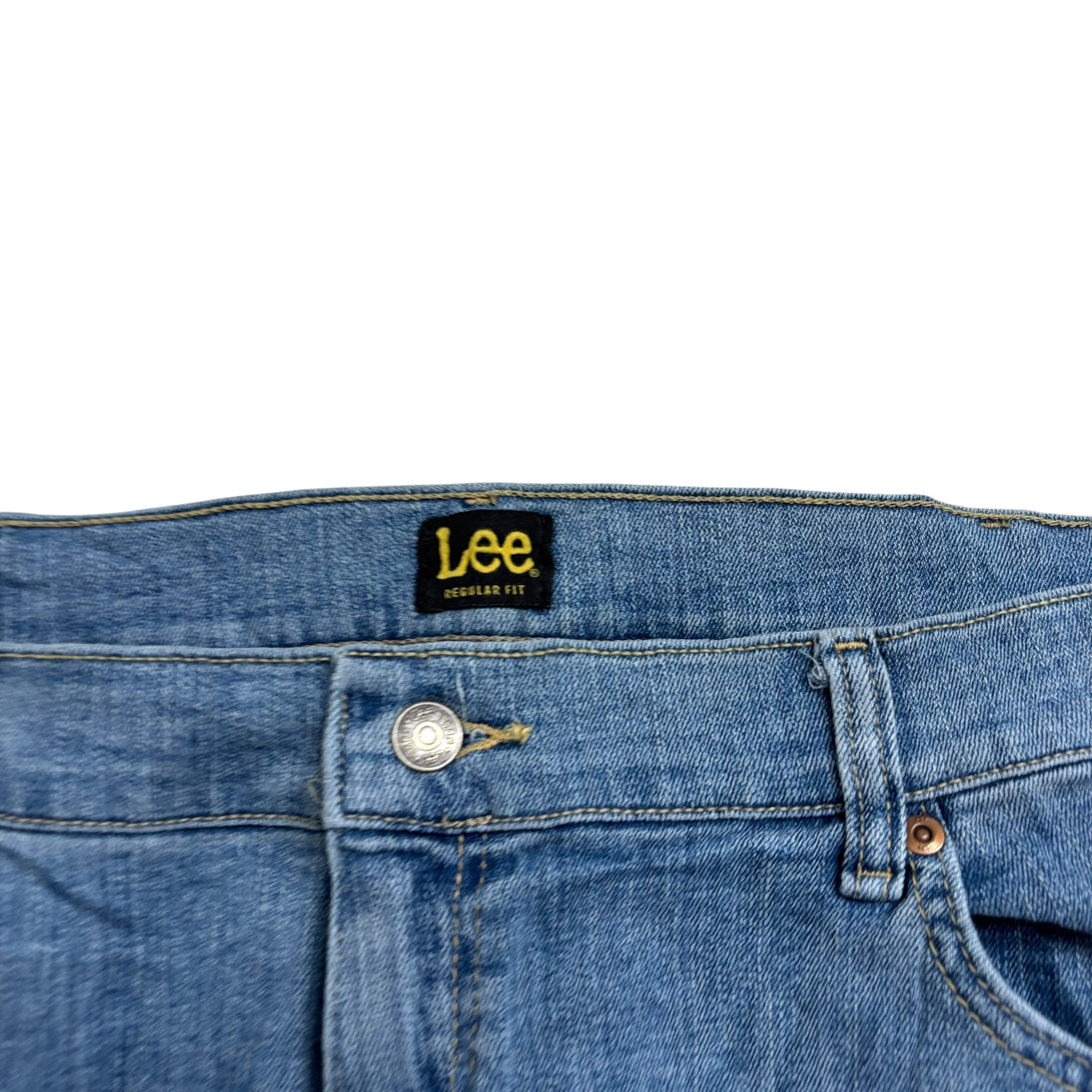 Lee Jeans W42 L29 Mens Light Blue Regular Straight Fit Stretch Denim (E)