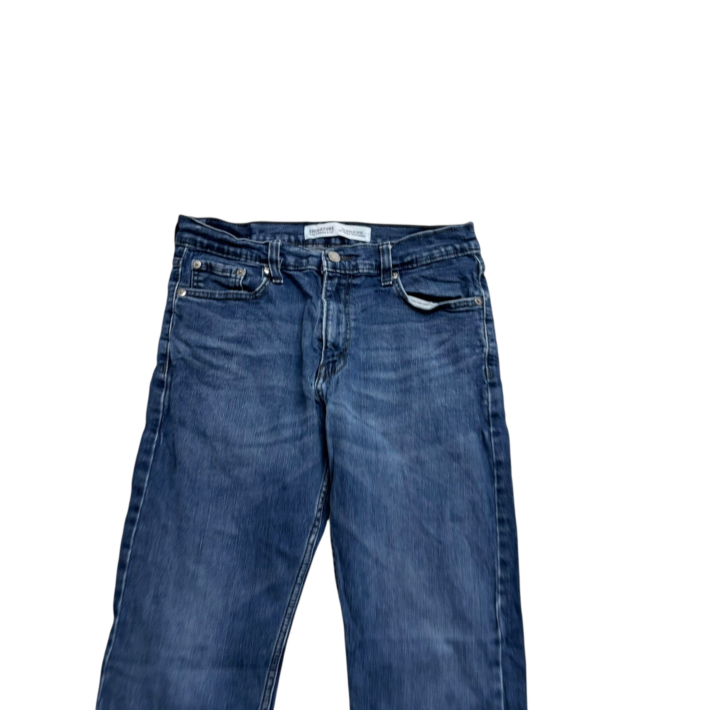 Levis Signature Jeans W30 L29 Mens Navy Blue Regular Tapered Fit Stretch (E)