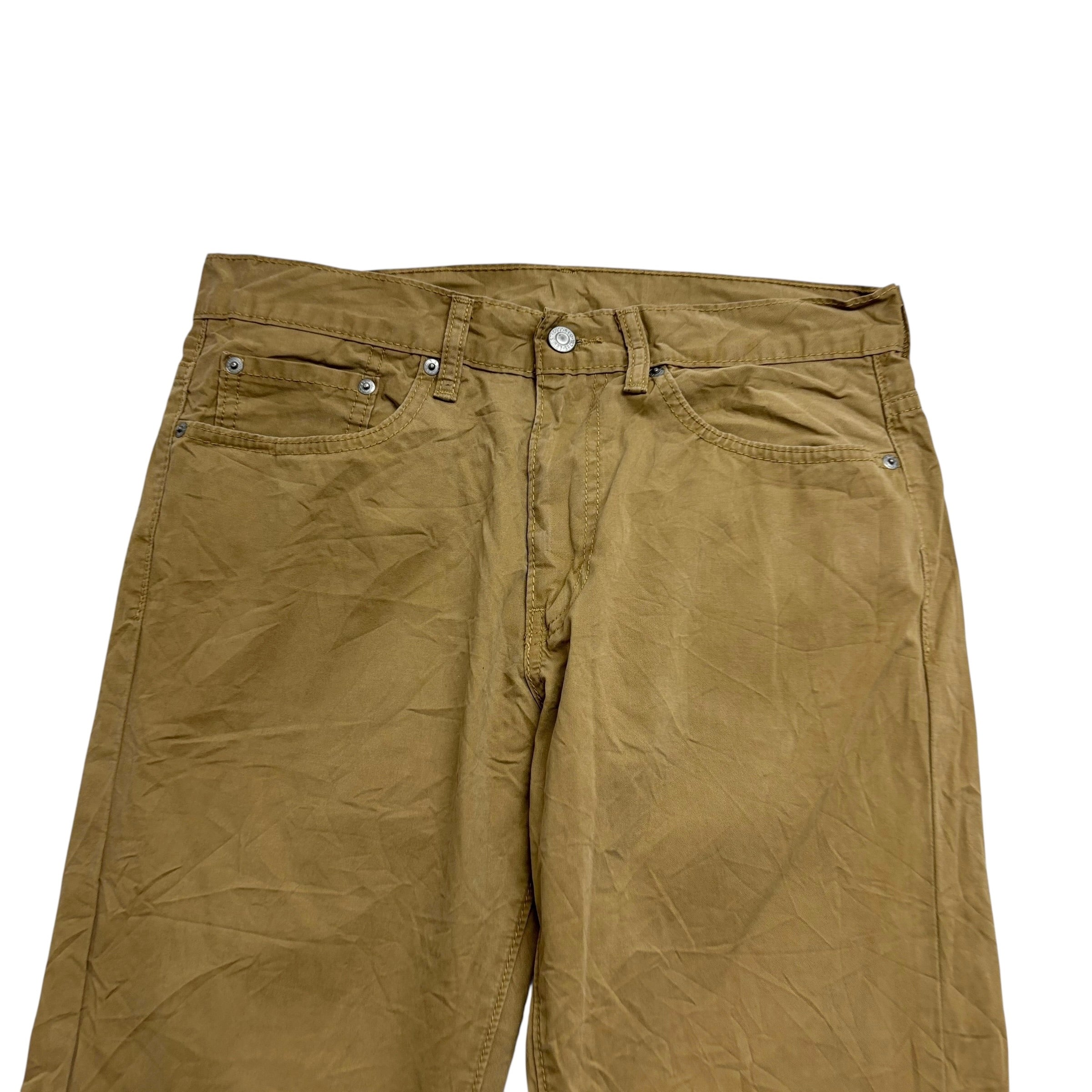 Levis 513 Trousers W32 L32 Mens Beige Tan Slim Straight Fit Pants (E)