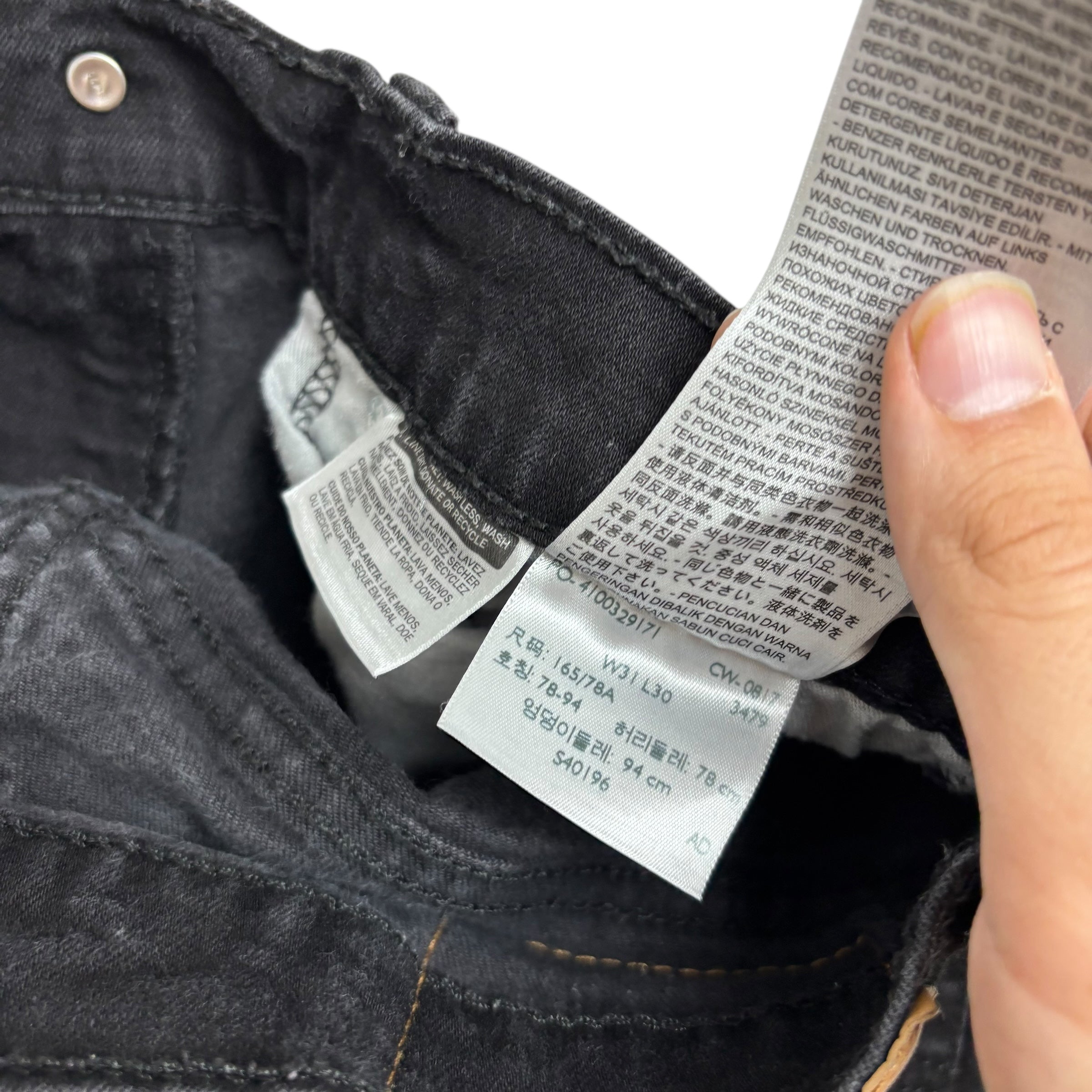 Levis 502 Jeans W31 L28 Mens Black Regular Tapered Fit Stretch Denim (E)