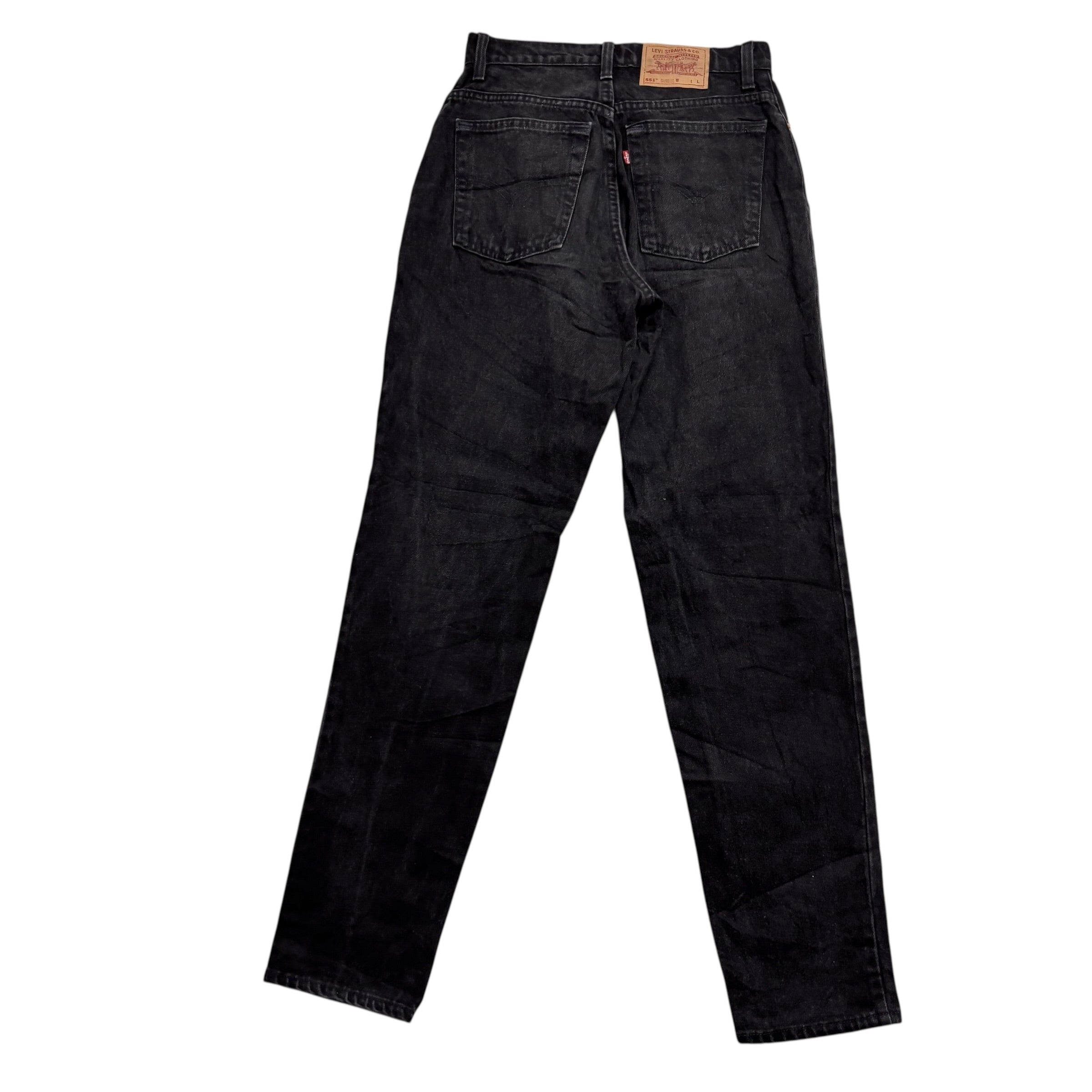 Levis 551 Jeans W29 L34 Womens Black Relaxed Tapered Vintage Made In USA (E)