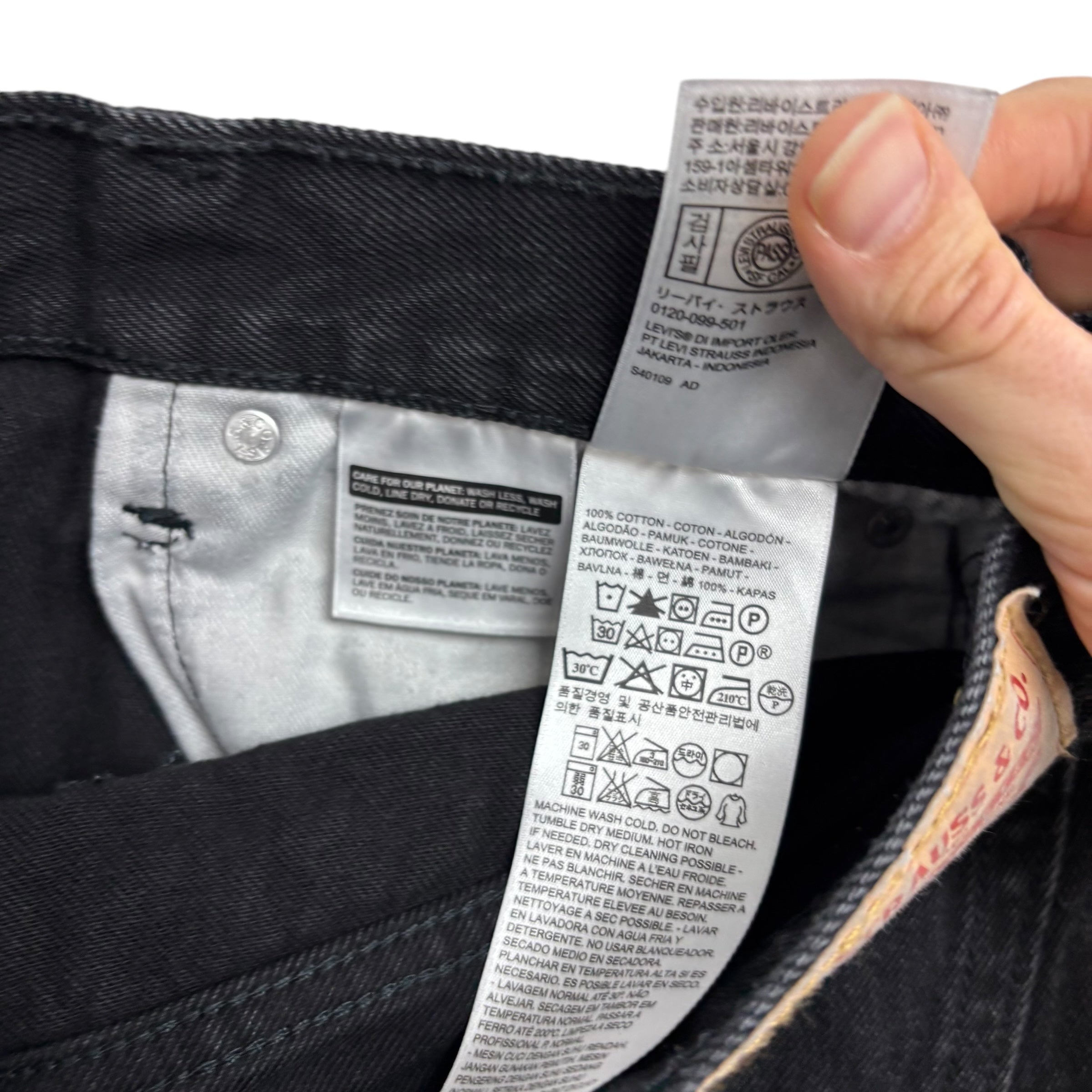 Levis 504 Jeans W36 L31 Mens Black Regular Straight Fit Denim (E)