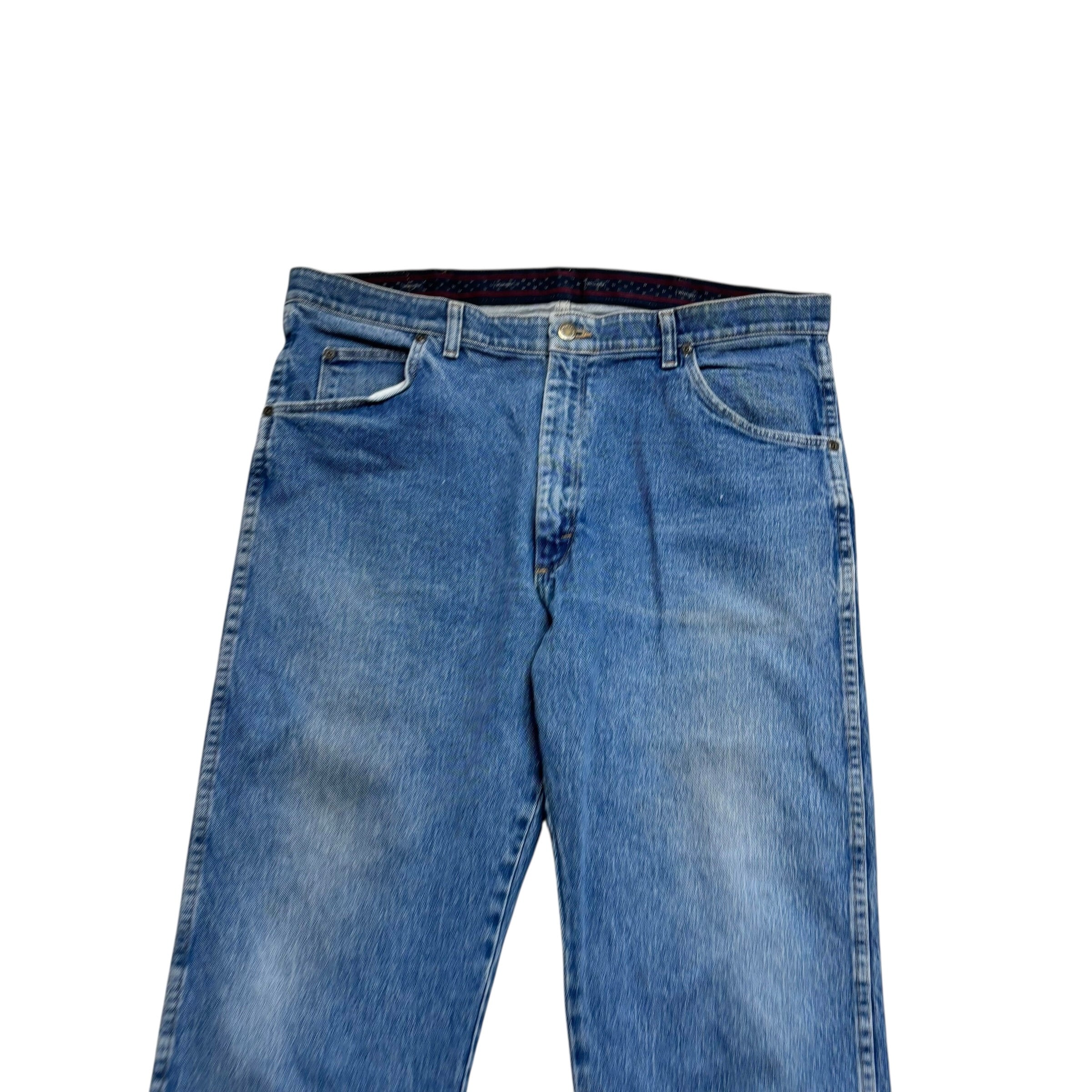 Wrangler Jeans W38 L28 Mens Mid Blue Regular Straight Fit Stretch Denim