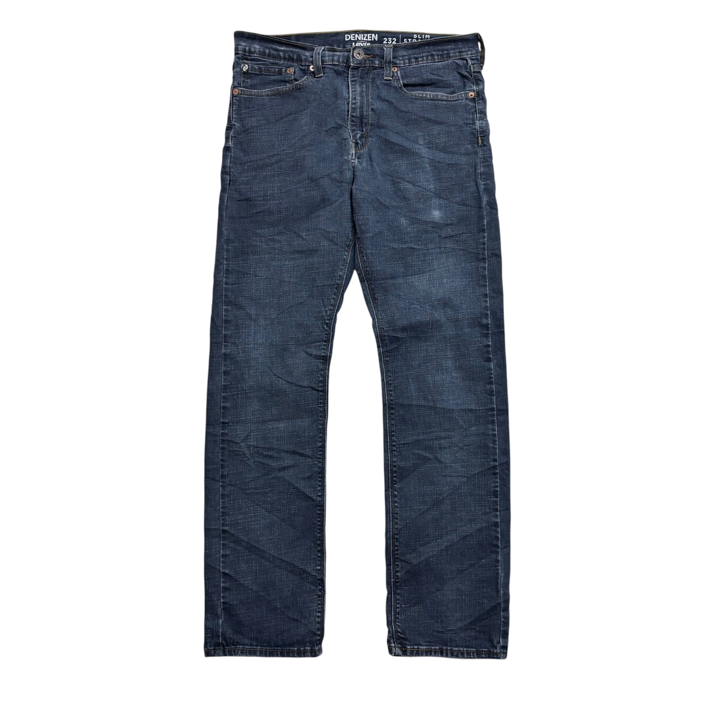 Levis Denizen Jeans W33 L32 Mens Dark Blue Slim Straight Fit Stretch Denim