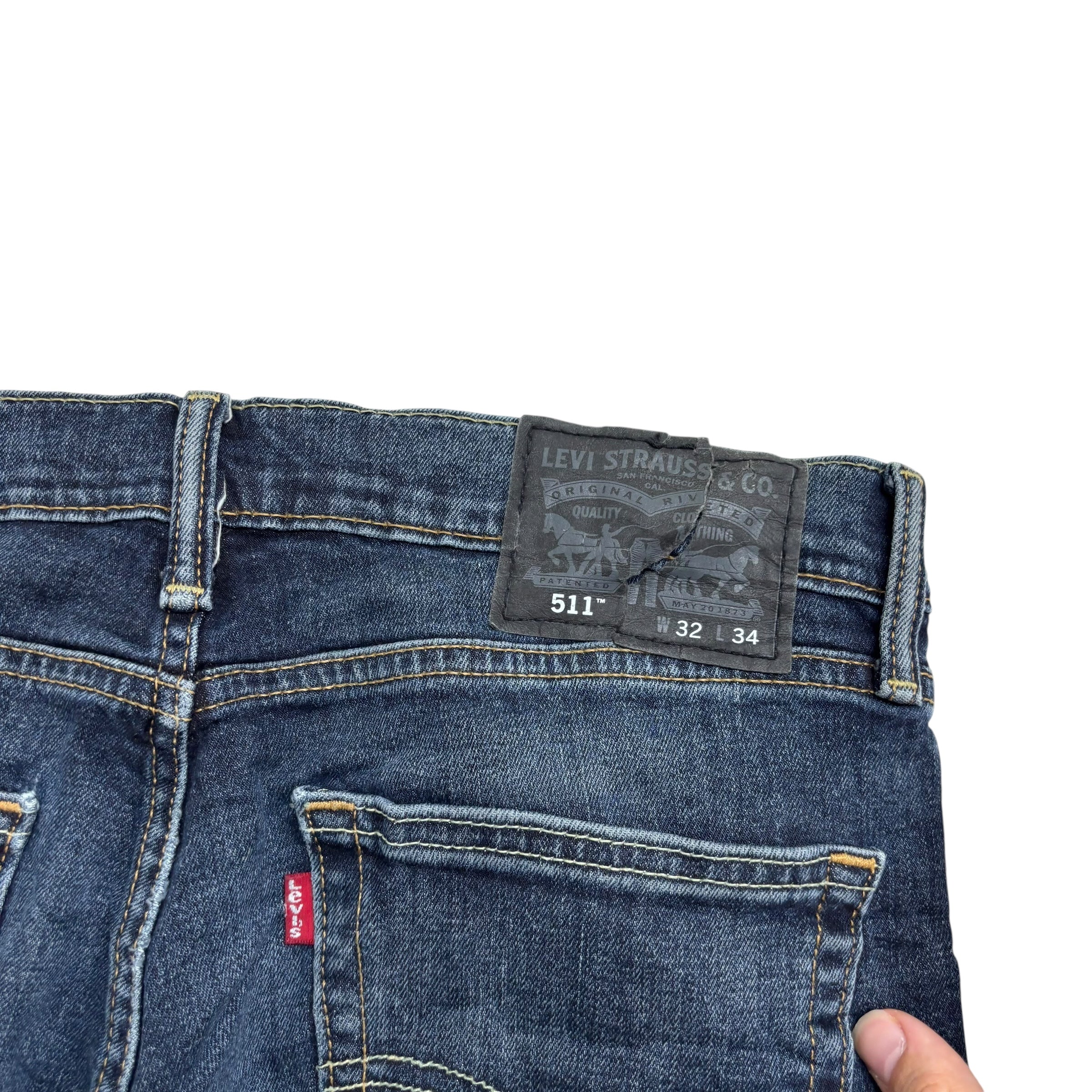 Levis 511 Jeans W32 L34 Mens Dark Blue Slim Fit Stretch Denim