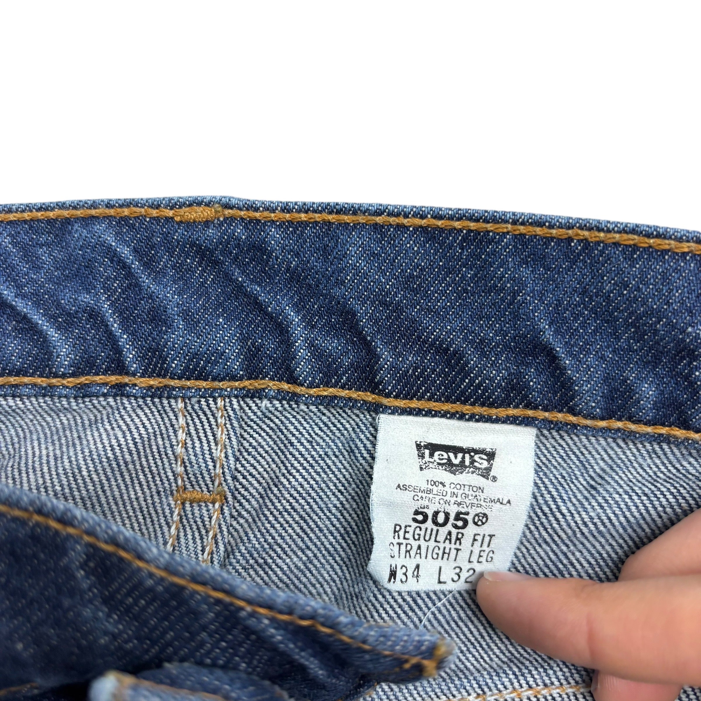 Levis 505 Jeans W32 L33 Mens Dark Blue Regular Straight Fit Vintage Denim