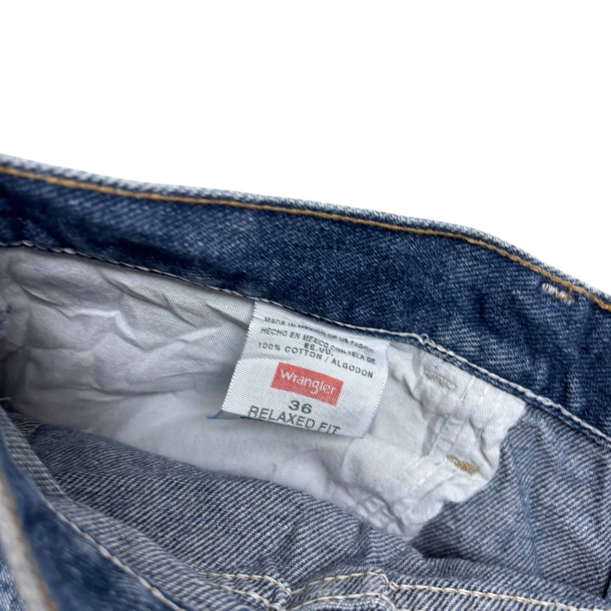 Wrangler Baggy Jorts W36 Mens Denim Shorts Mid Blue Relaxed Fit (E)