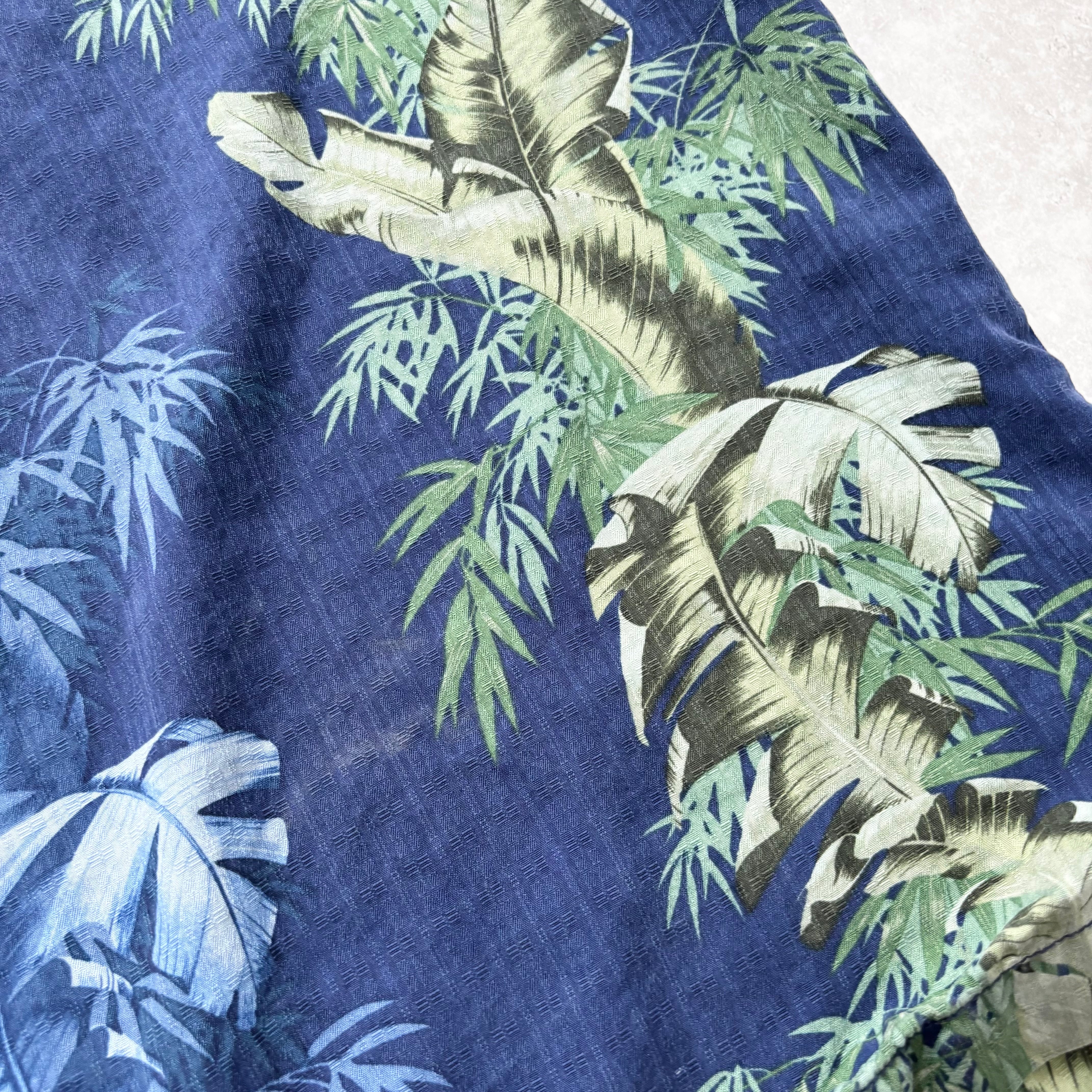 Vintage Hawaiian Shirt Mens 3XL Blue Floral Tommy Bahama Short Sleeve Silk
