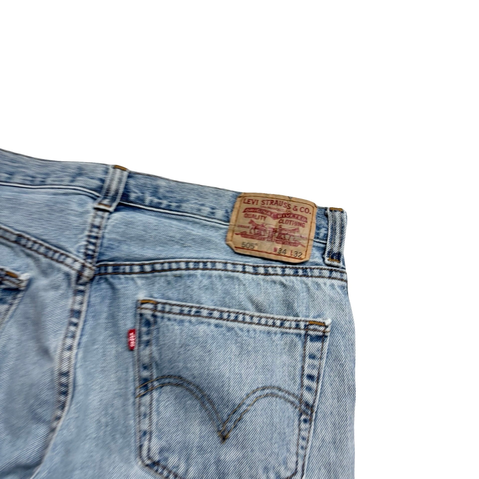 Levis 505 Jeans W34 L30 Mens Light Blue Regular Straight Fit Vintage Denim (F)
