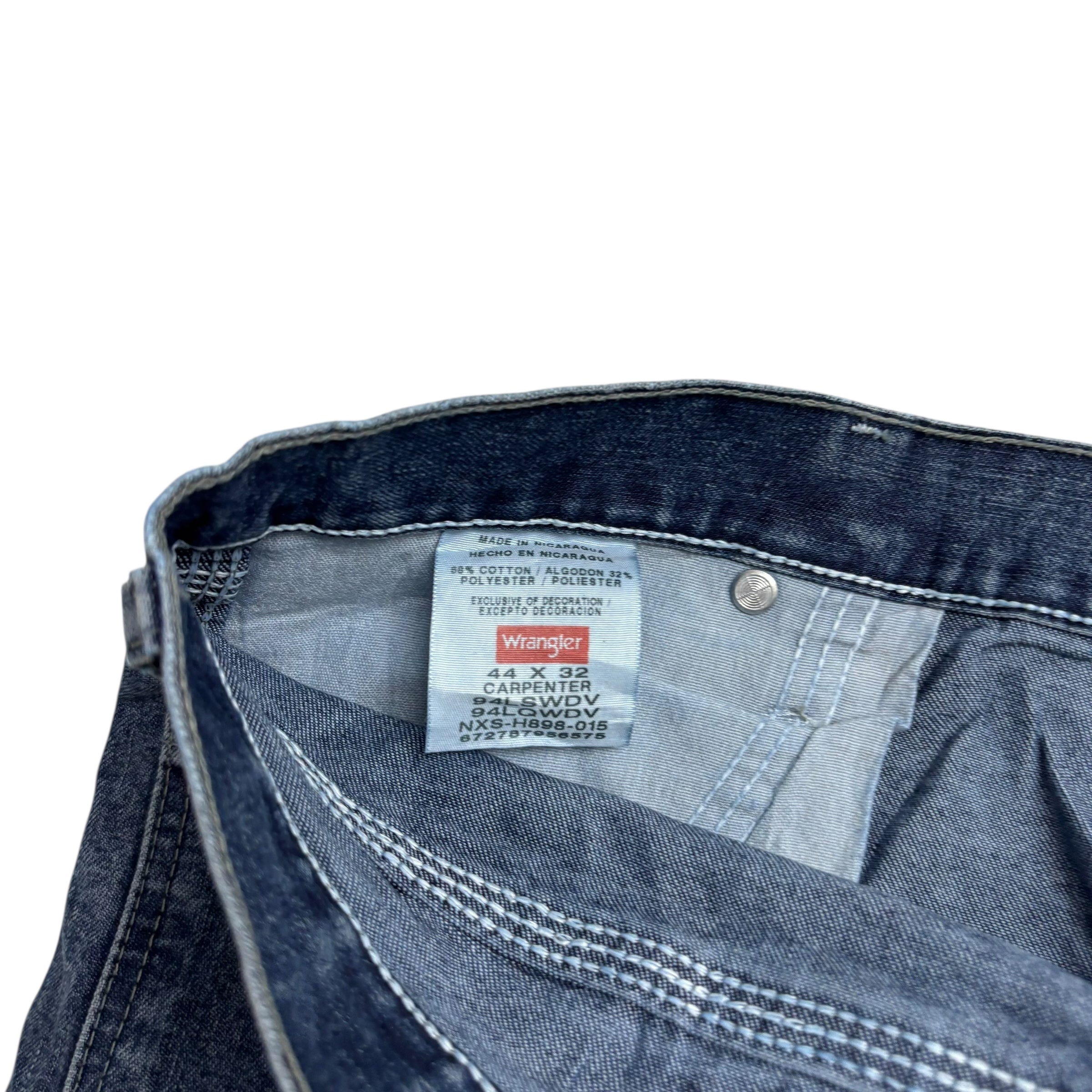 Wrangler Carpenter Jeans W44 L32 Mens Mid Blue Relaxed Straight Fit Denim (E)