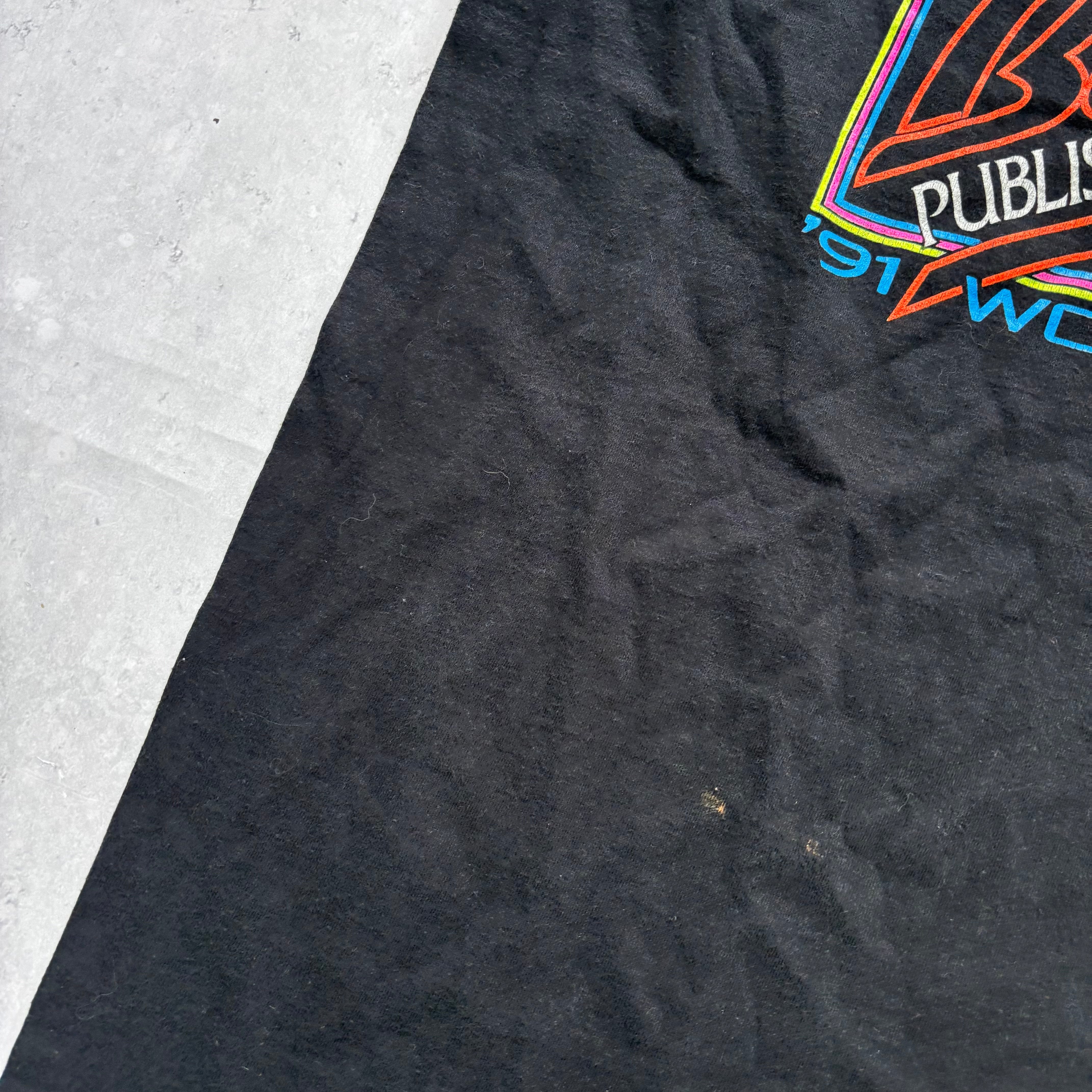 Vintage T Shirt Mens XL Black Single Stitch Graphic Print 90s USA Books