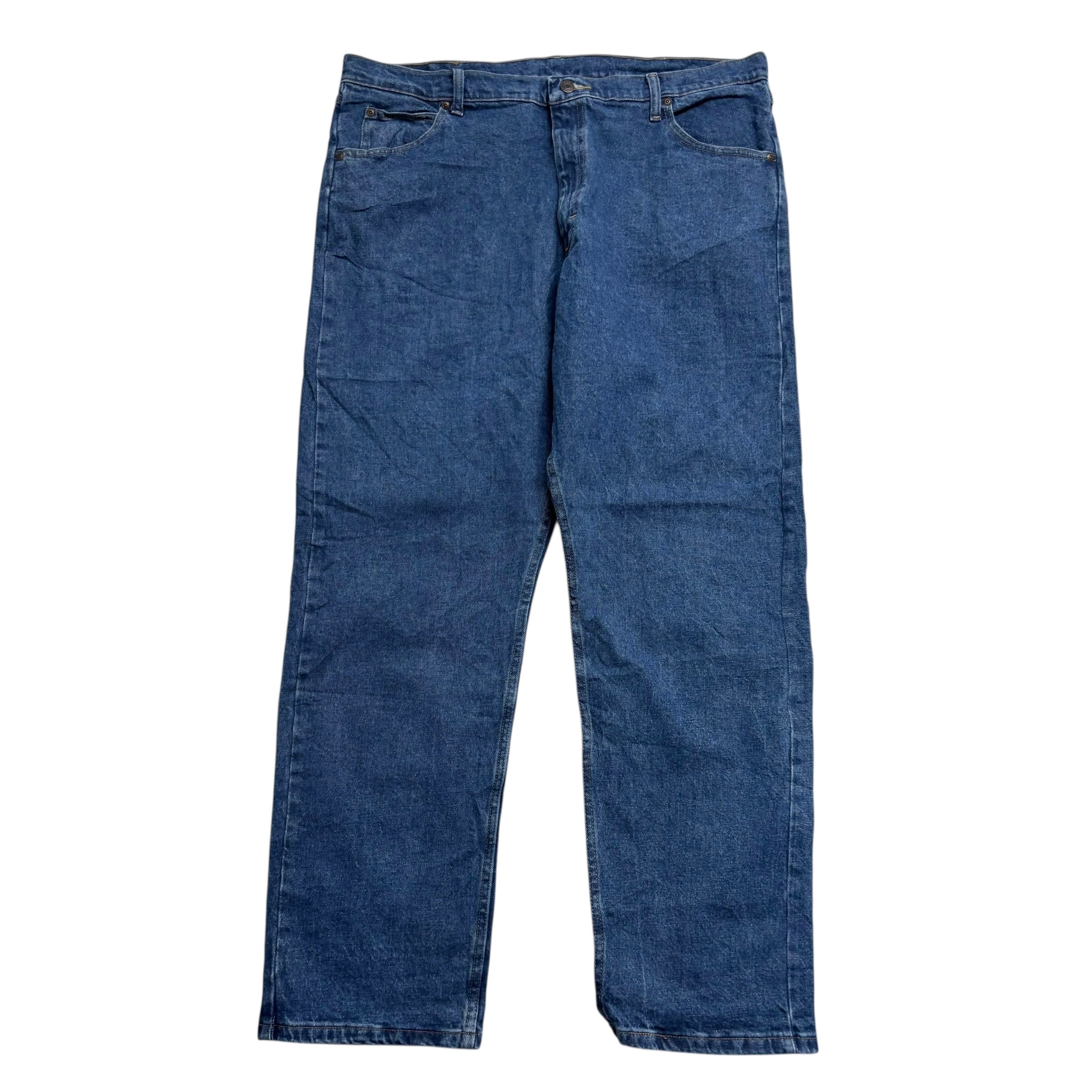 Wrangler Jeans W40 L32 Mens Mid Blue Relaxed Straight Fit Stretch Denim (E)