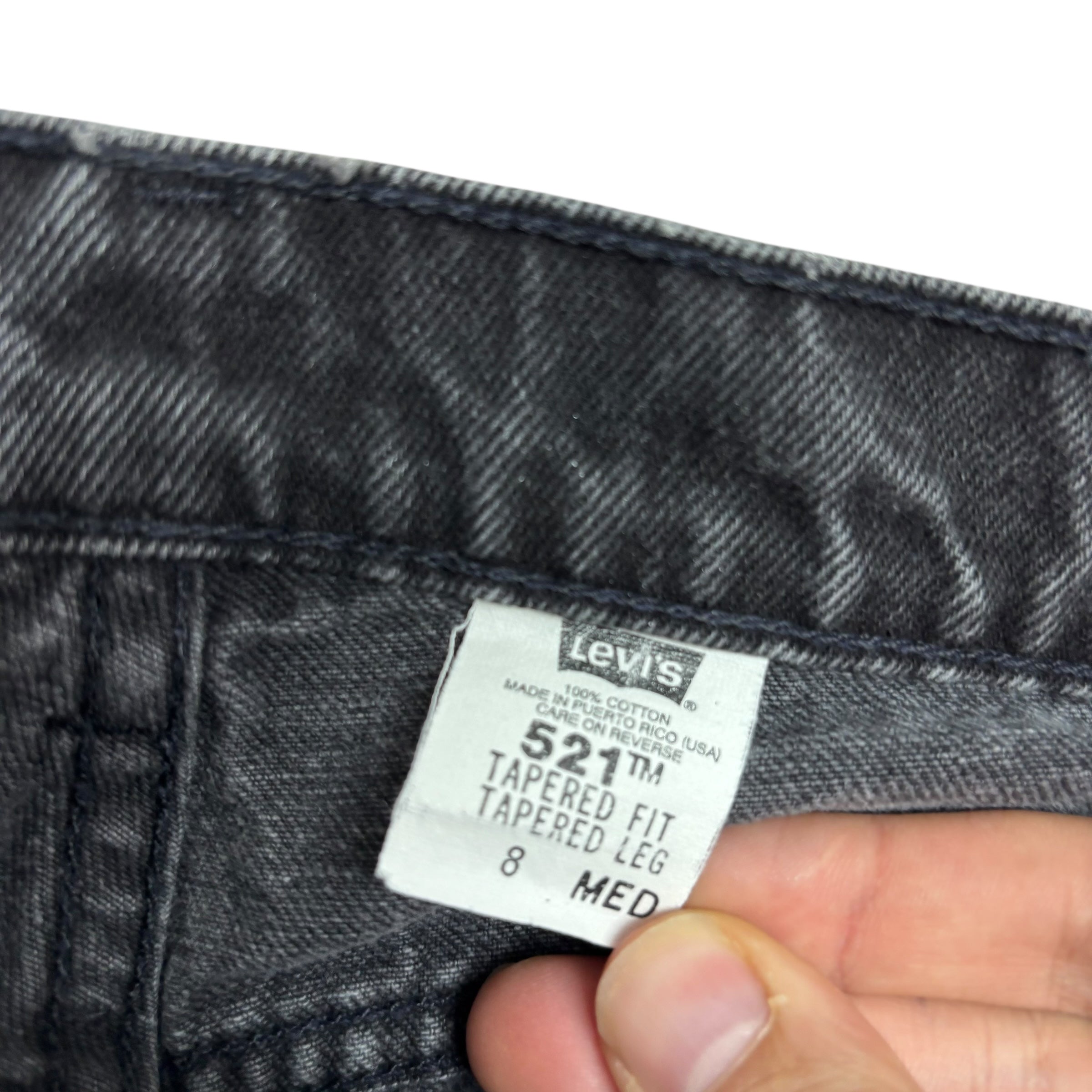 Levis 521 Jeans W26 L30 Womens Black Regular Tapered Fit Vintage Denim