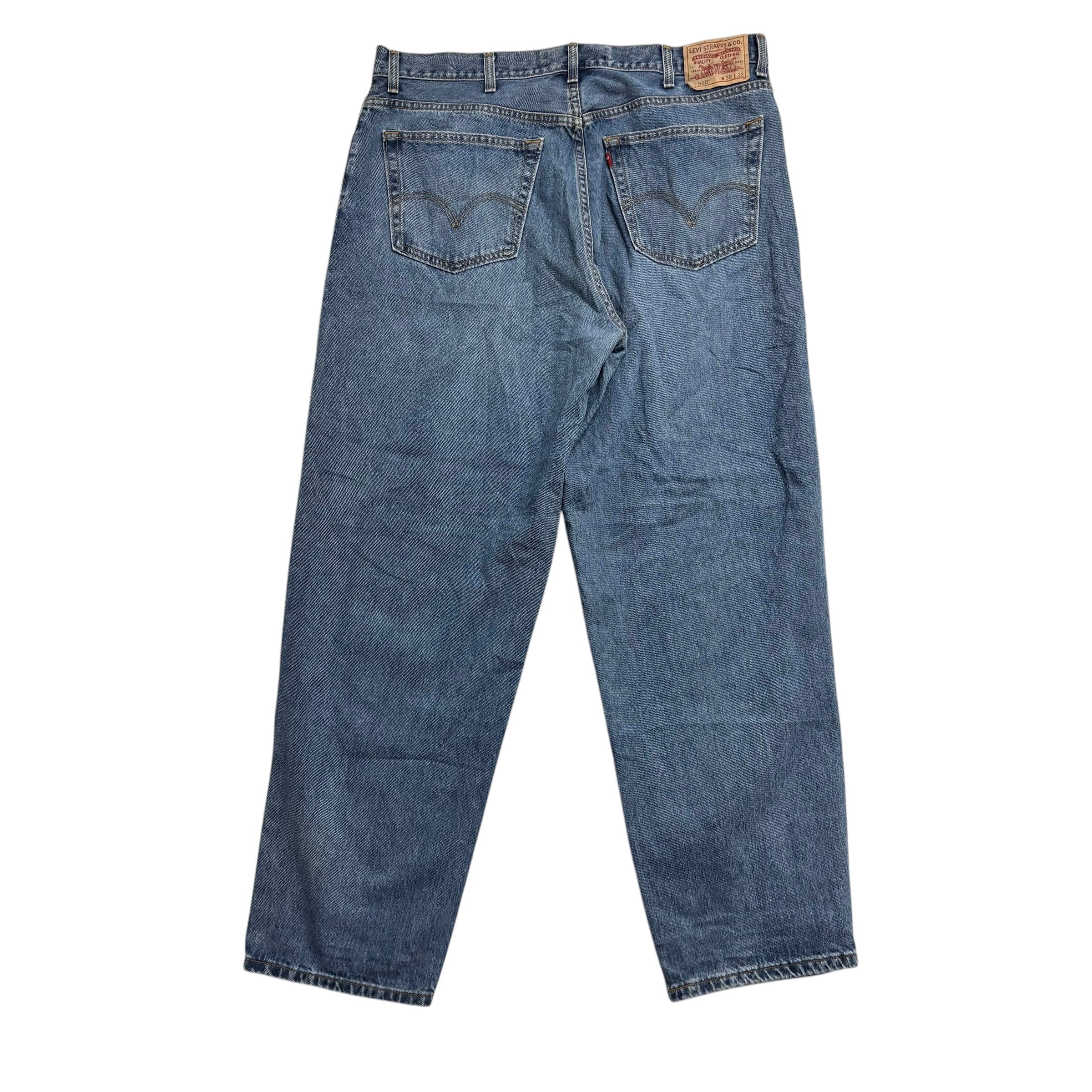 Levis 560 Jeans W38 L32 Mens Mid Blue Baggy Relaxed Comfort Vintage Denim (E)