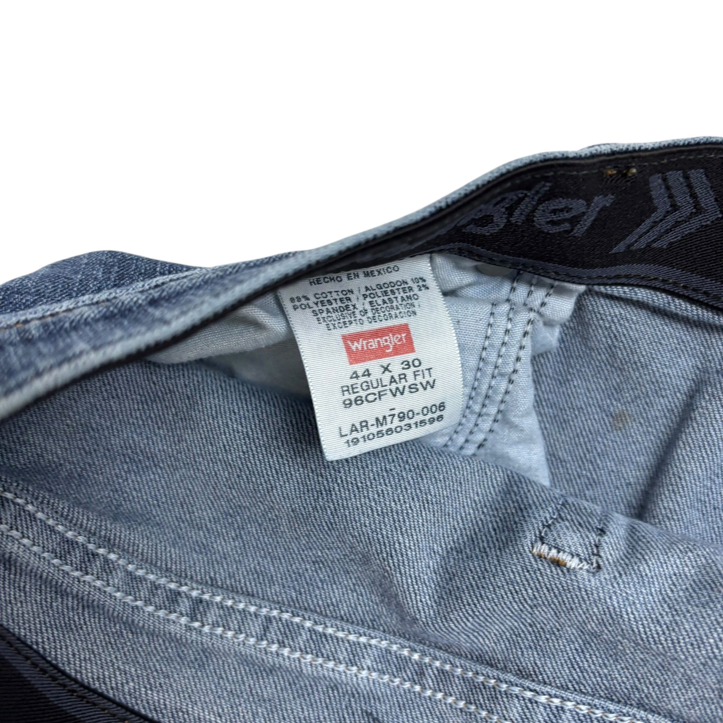 Wrangler Jeans W44 L30 Mens Mid Blue Regular Straight Fit Stretch Denim (E)