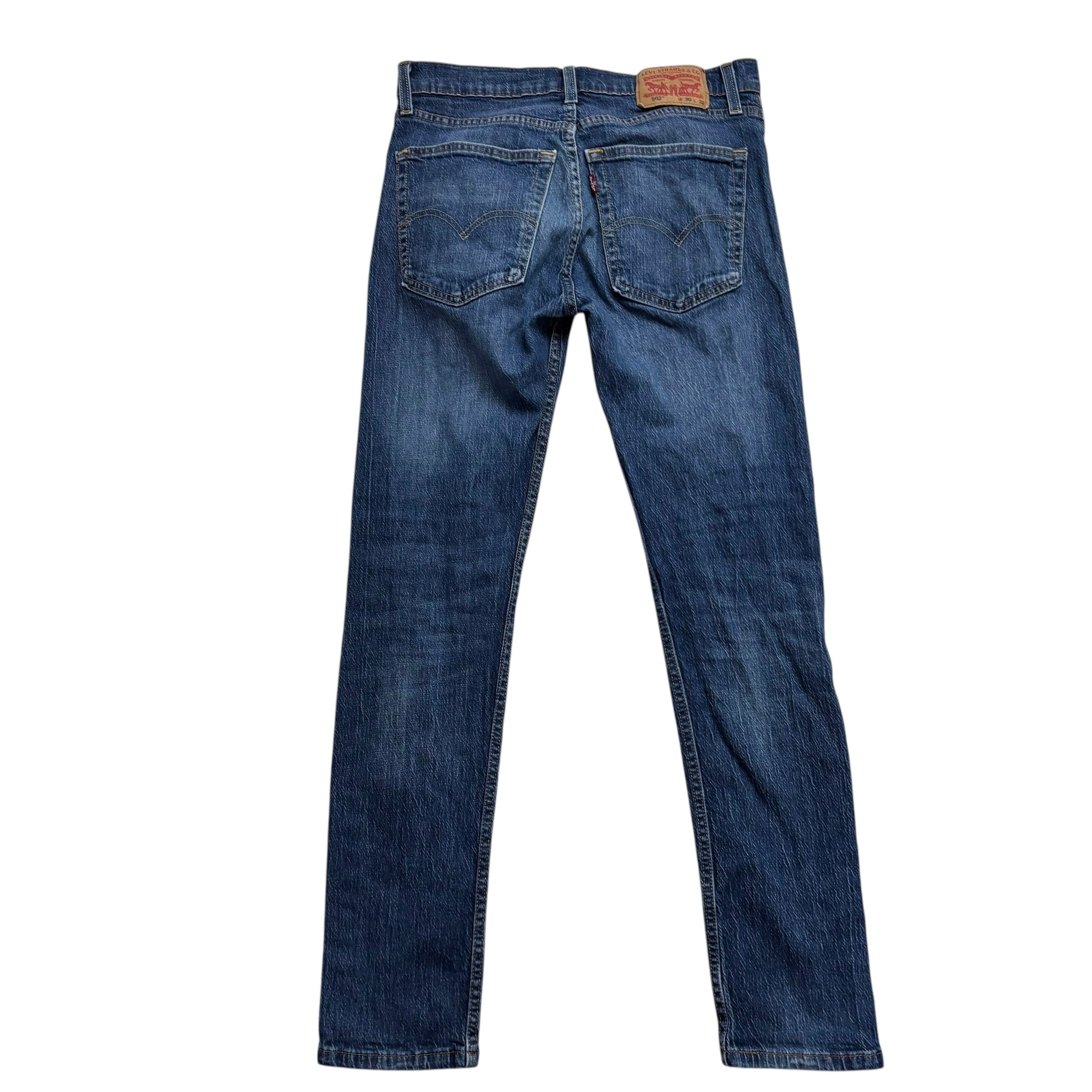 Levis 502 Jeans W30 L32 Mens Mid Blue Regular Tapered Fit Stretch Denim (F)