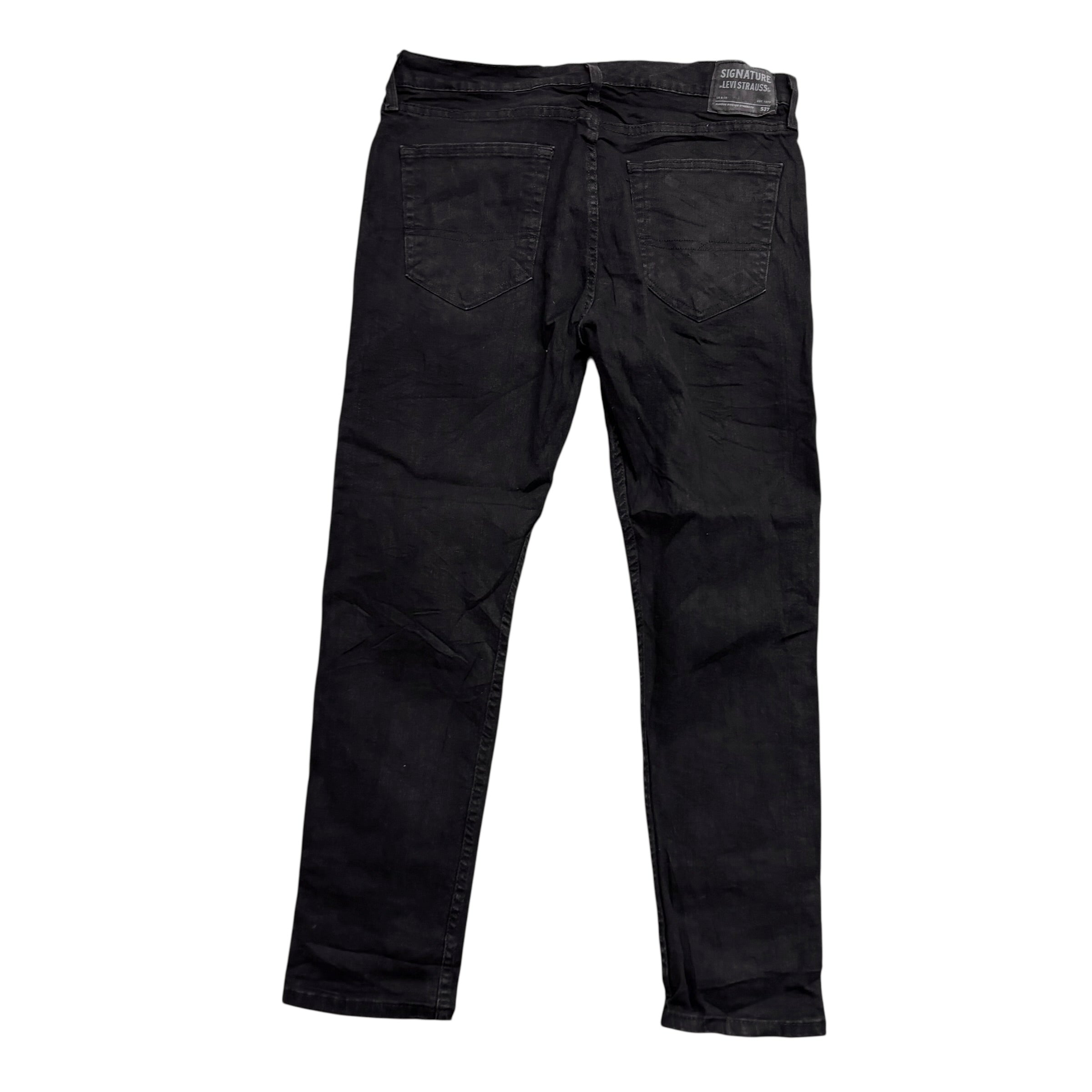 Levis Signature Jeans W36 L30 Mens Black Slim Fit Stretch Denim (E)