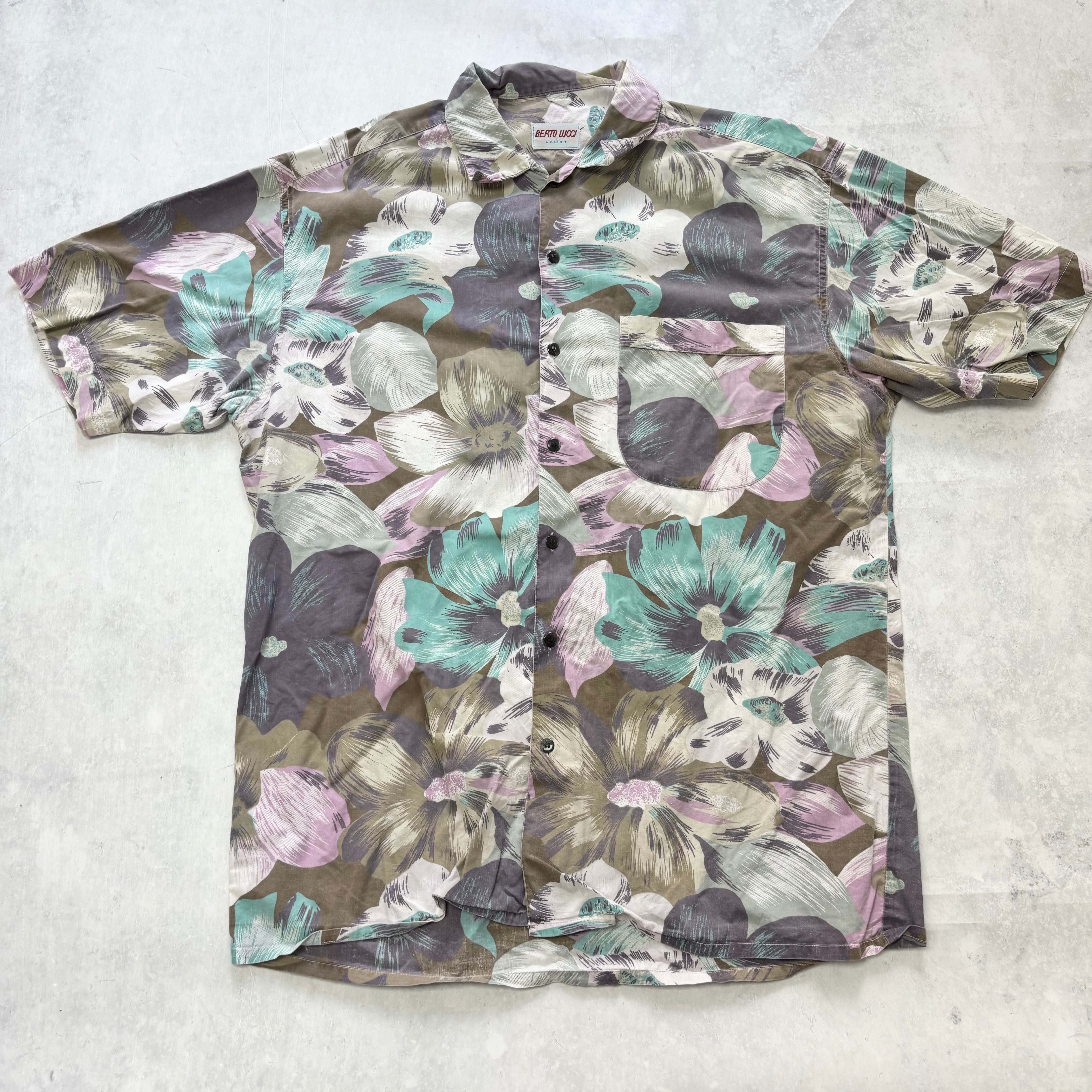 Vintage Hawaiian Shirt Mens Large Multi Floral Aloha Short Sleeve (E)